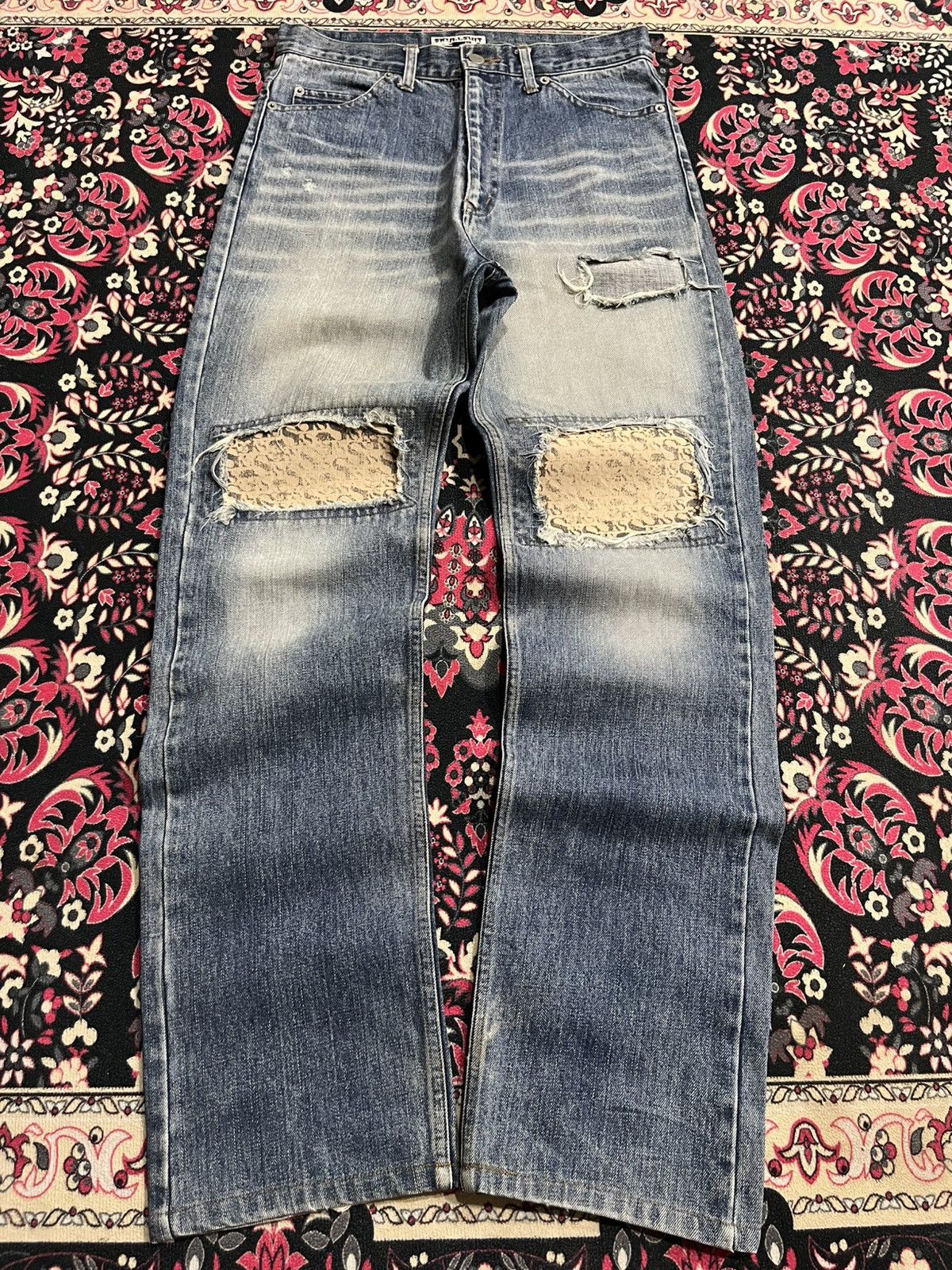 Japanese Brand Japanese Brand Skullshit Hardliner Knee Patch Blue Jeans Size US 29 - 1 Thumbnail