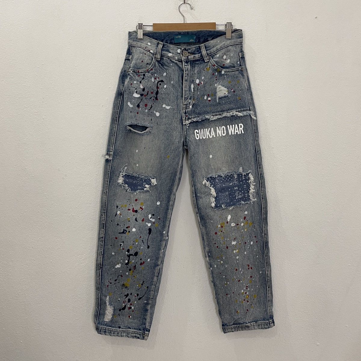 Other Vintage Guuka No War Patchwork Distressed Denim Jeans Size US 29 - 1 Thumbnail