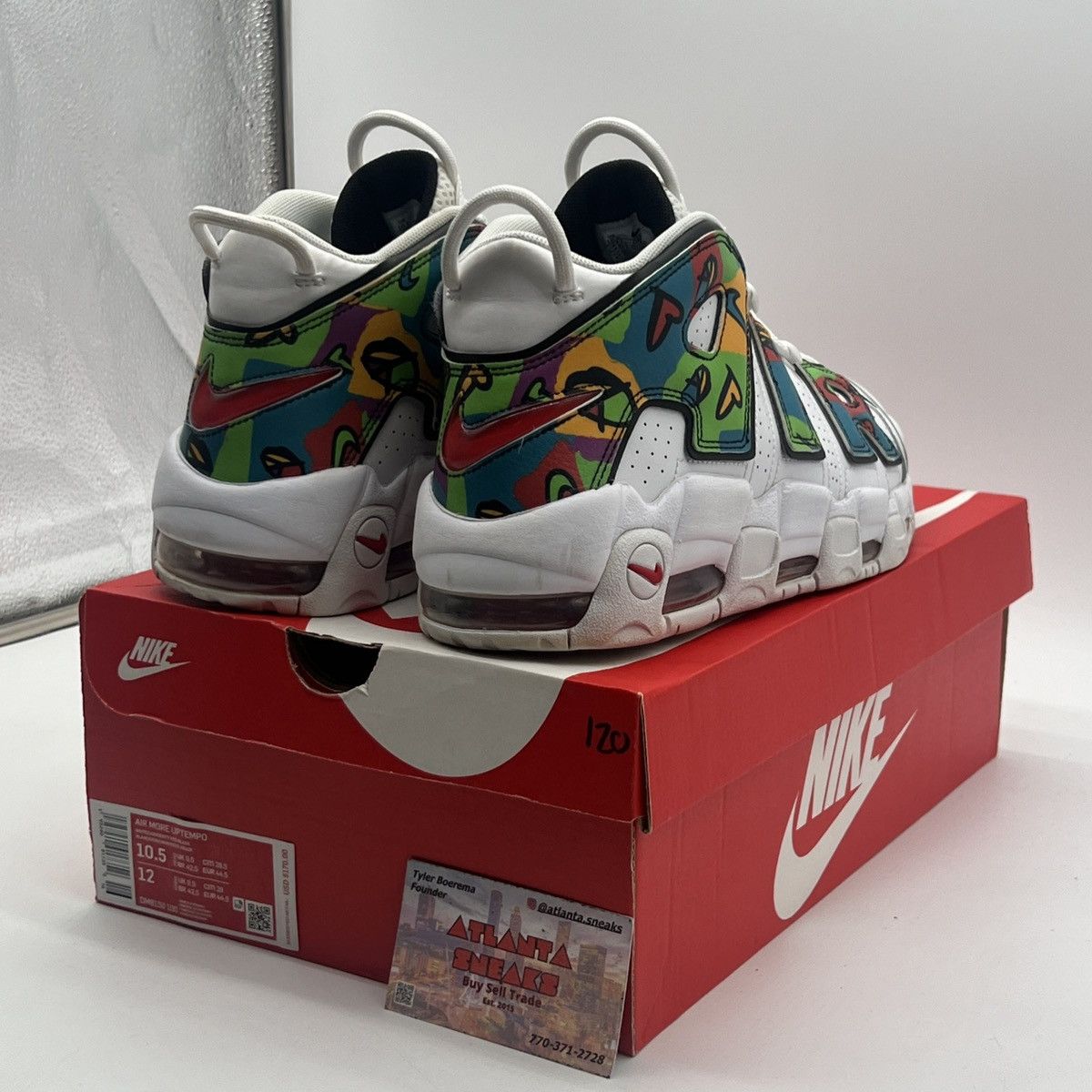 Nike Air more uptempo peace love basketball Size US 10.5 / EU 43-44 - 5 Thumbnail