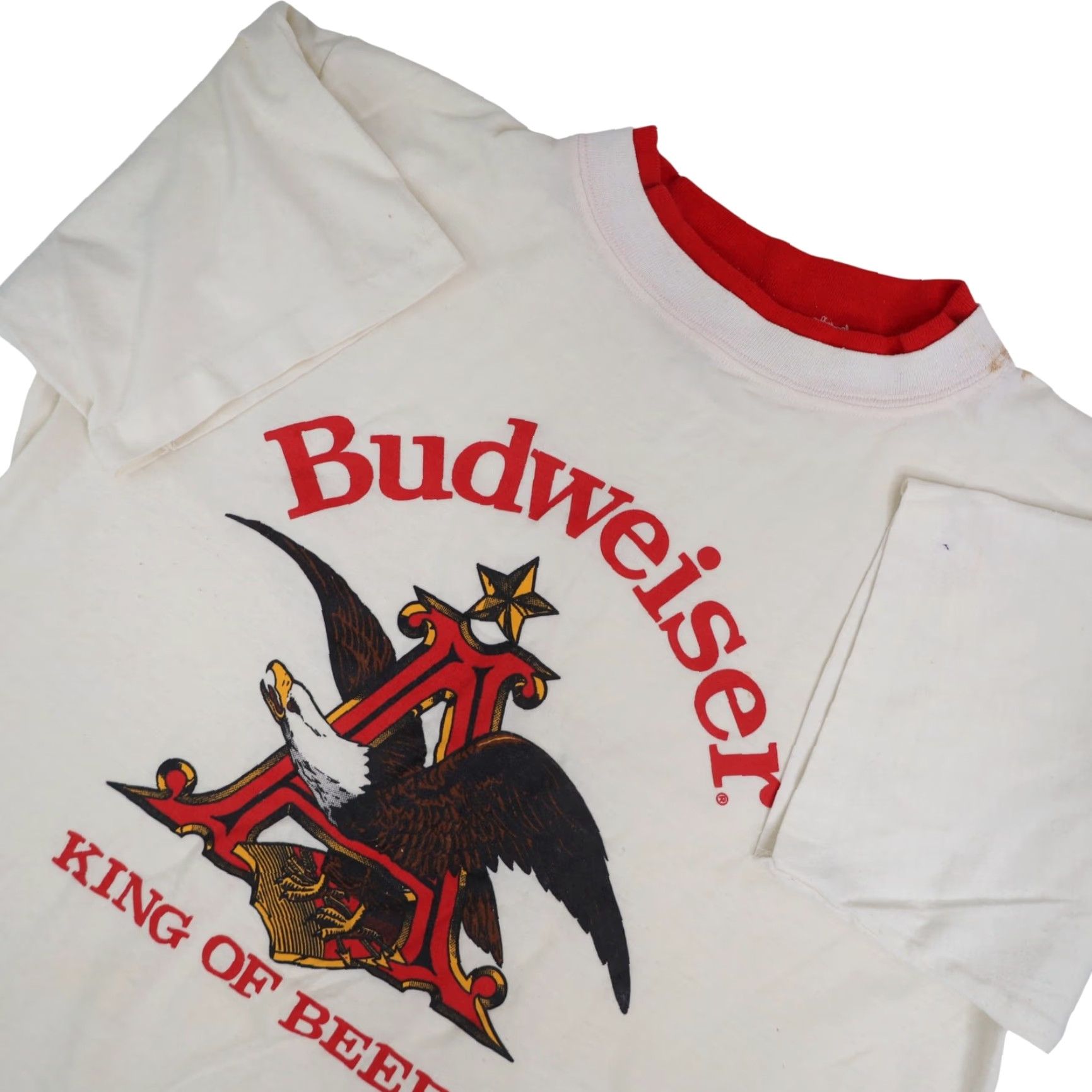 Budweiser VINTAGE Budweiser King of Beers Graphic T Shirt White M Mens 19"x27" Size US M / EU 48-50 / 2 - 7 Thumbnail