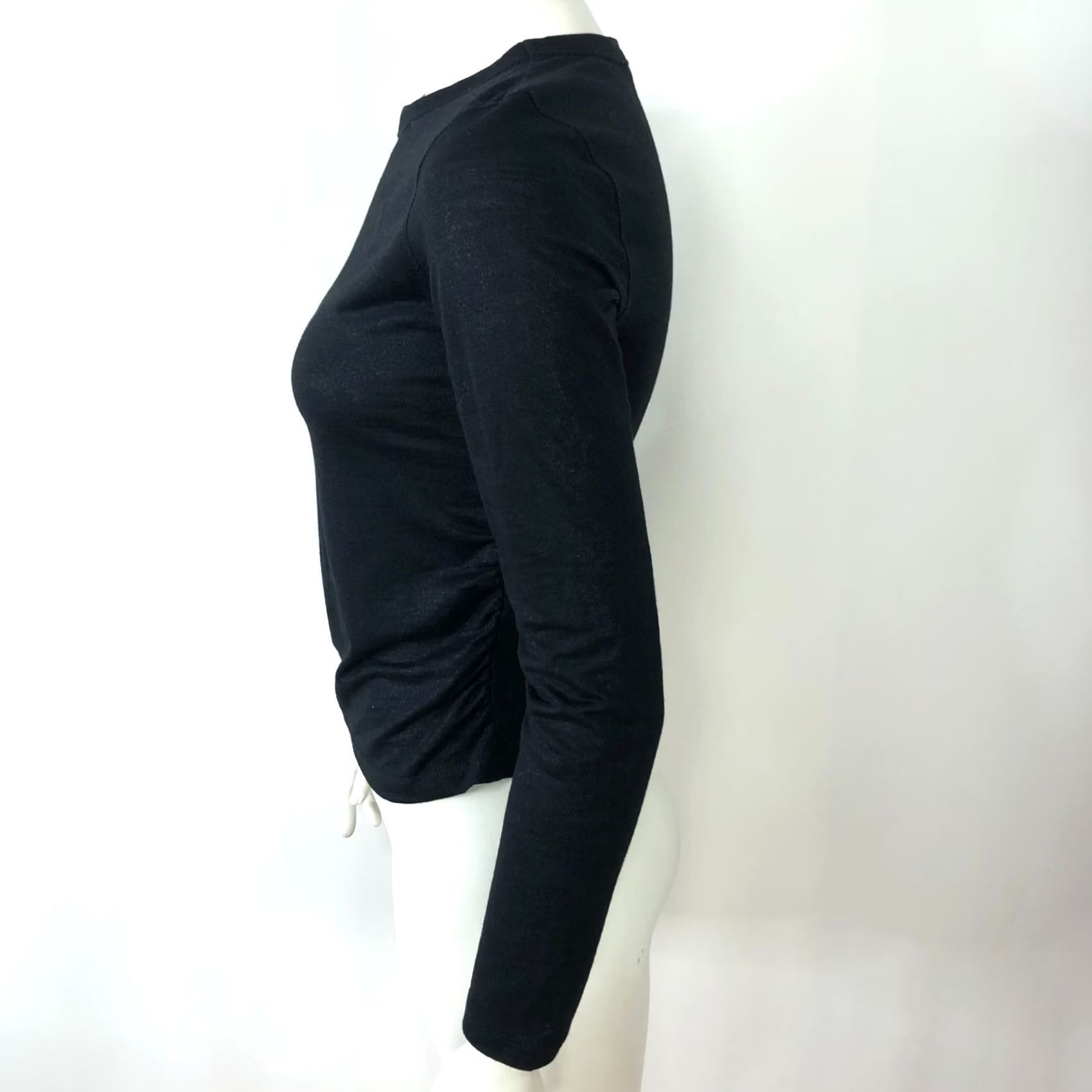 Allsaints All Saints Tina Shimmer US 4 Lightweight Ruched Gather Shirt Top Black MINT HRJ Shirt Womens 4 Black Lightweight Ruched Gather Front-Exposure? Size S / US 4 / IT 40 - 2 Thumbnail