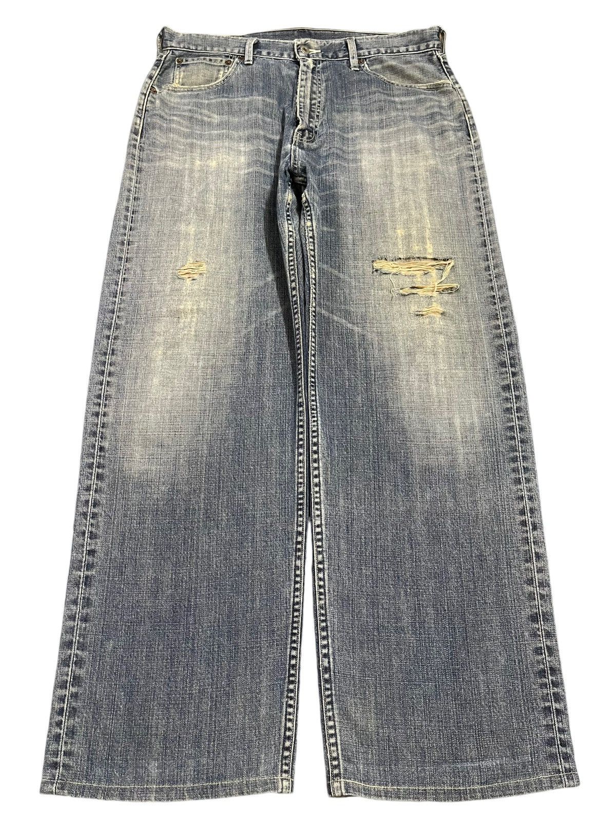 Levi's Vintage 90s Levis 504 Blue Wash Distressed Loose Jeans Size US 35 - 1 Thumbnail