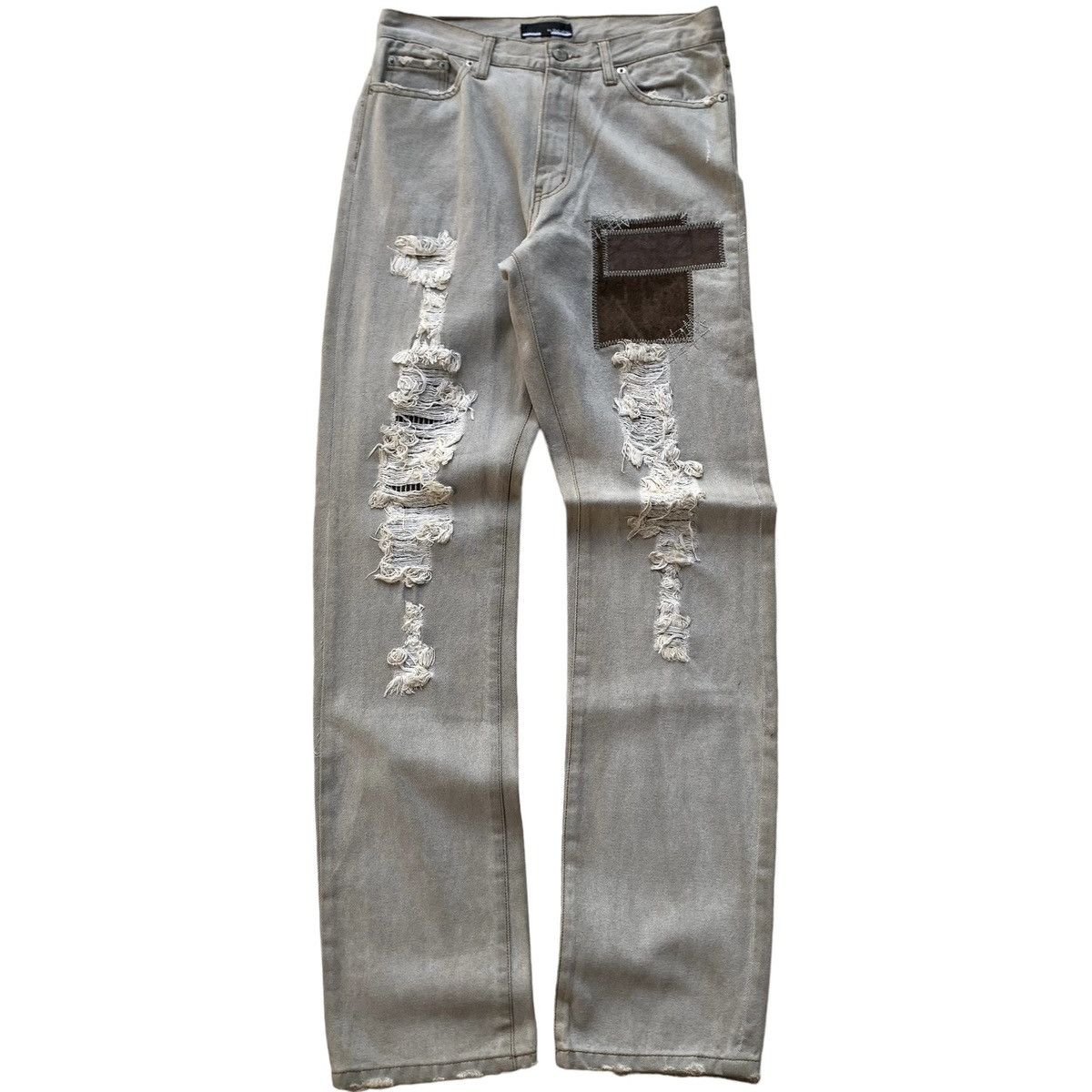 Rare Japanese Brand In The Attic Leather Patch Mudwash Jeans
