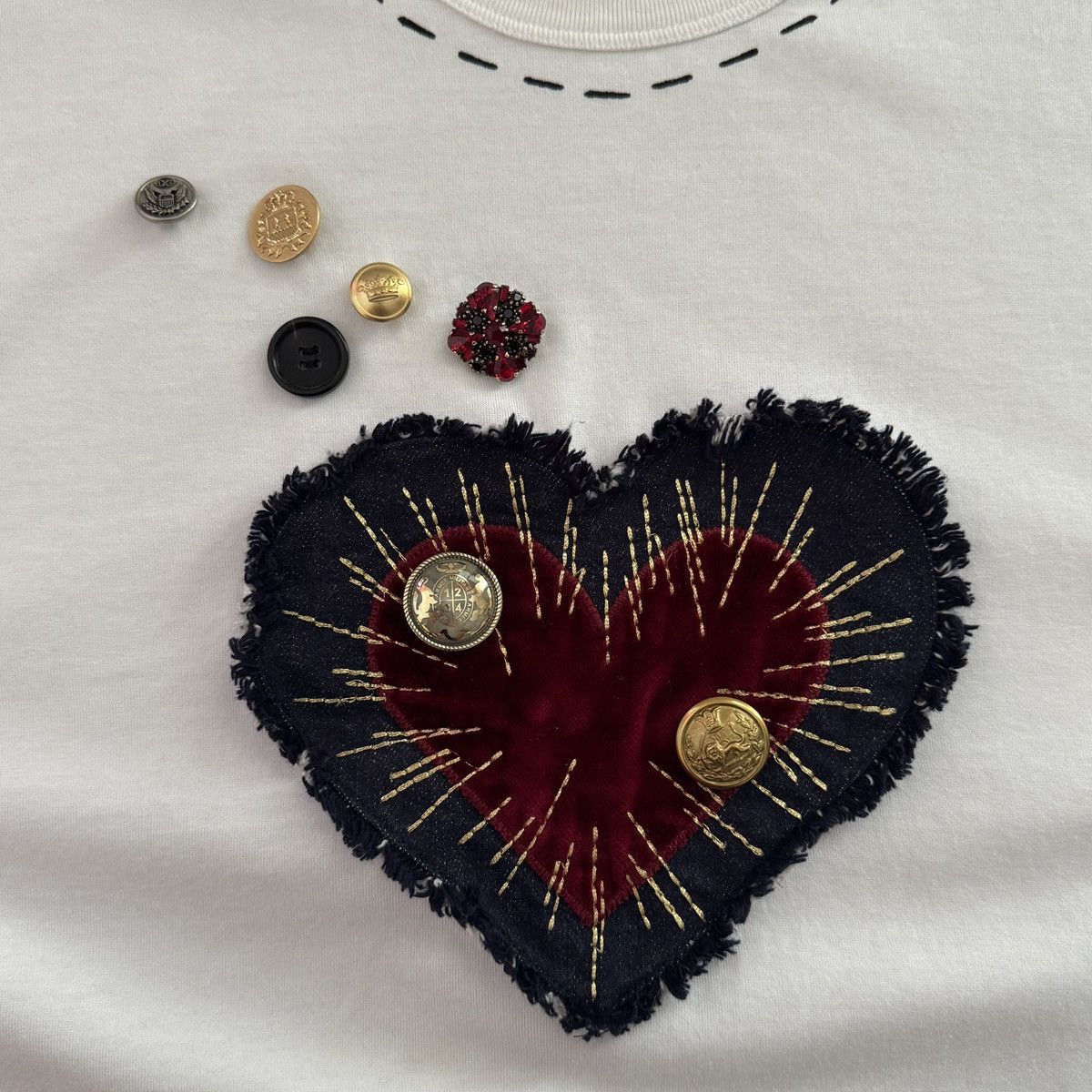 Dolce & Gabbana D&G Dolce & Gabbana Y2K Heart Patch T-Shirt Size M / US 6-8 / IT 42-44 - 5 Thumbnail