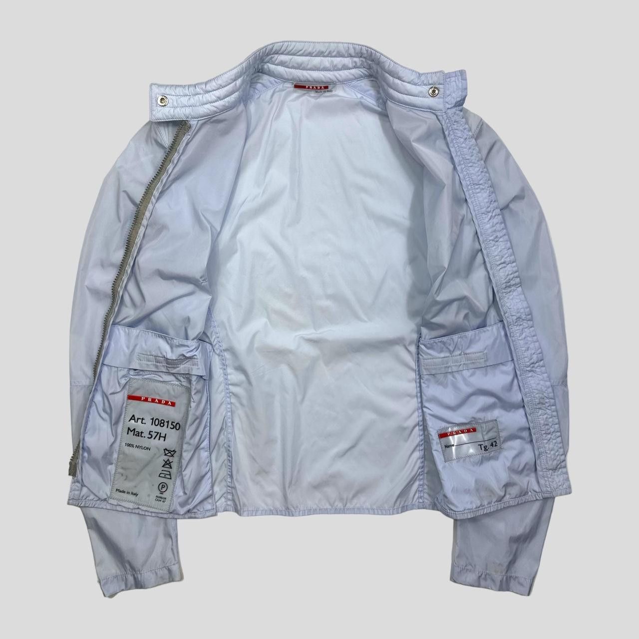 Prada Prada Sport SS00 Ice Blue Nylon Moto Detailed Jacket - IT42 Size S / US 4 / IT 40 - 6 Thumbnail