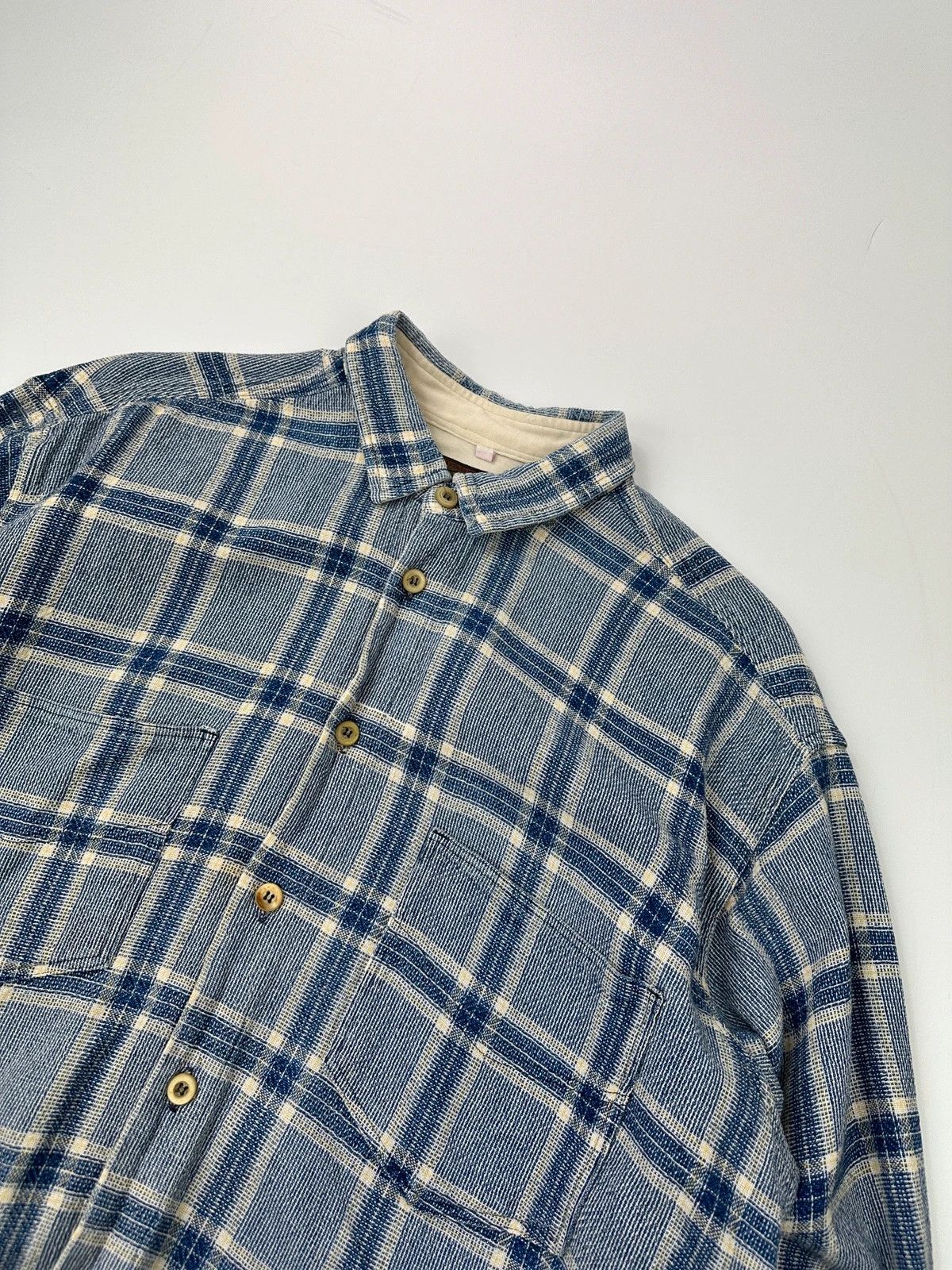 Armani Armani Jeans 90s Cottons Knitted Checkered Blue Shirt Size US L / EU 52-54 / 3 - 2 Thumbnail