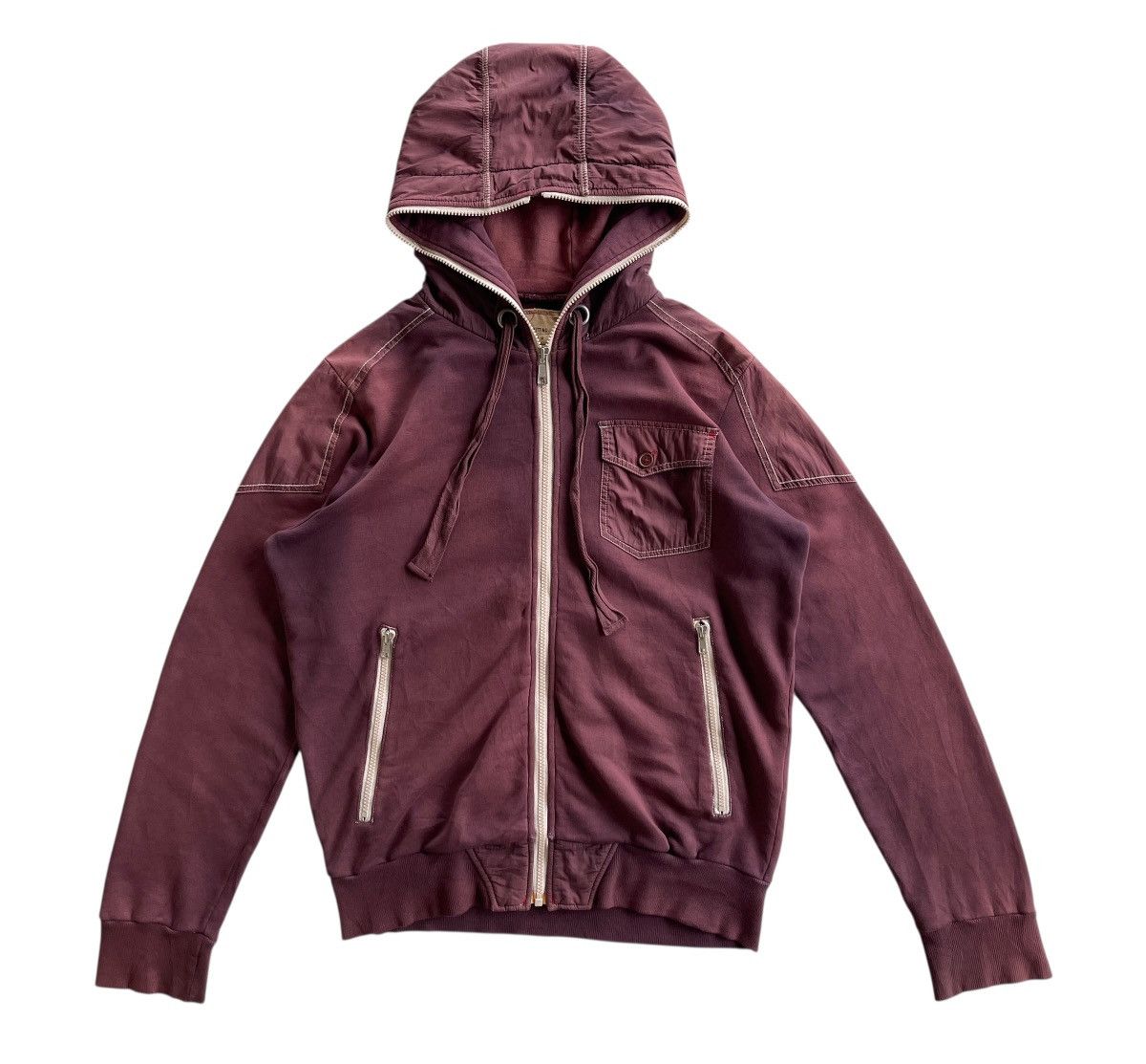 Japanese Brand BALL Sunfaded Burgundy Hooded Sweaters Size US M / EU 48-50 / 2 - 4 Thumbnail