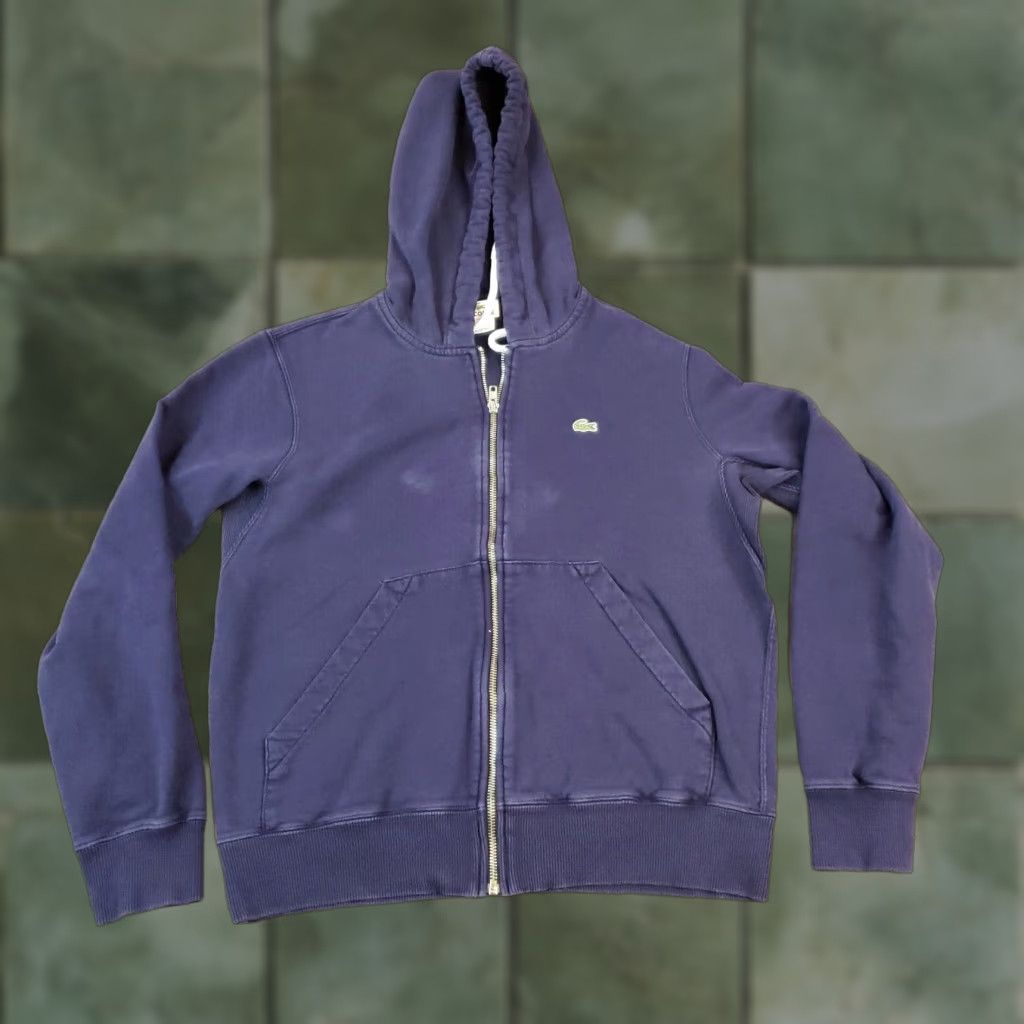Lacoste Lacoste Blue Hooded Full Zip Sweatshirt Womens Medium Casual Cotton Size S / US 4 / IT 40 - 1 Thumbnail