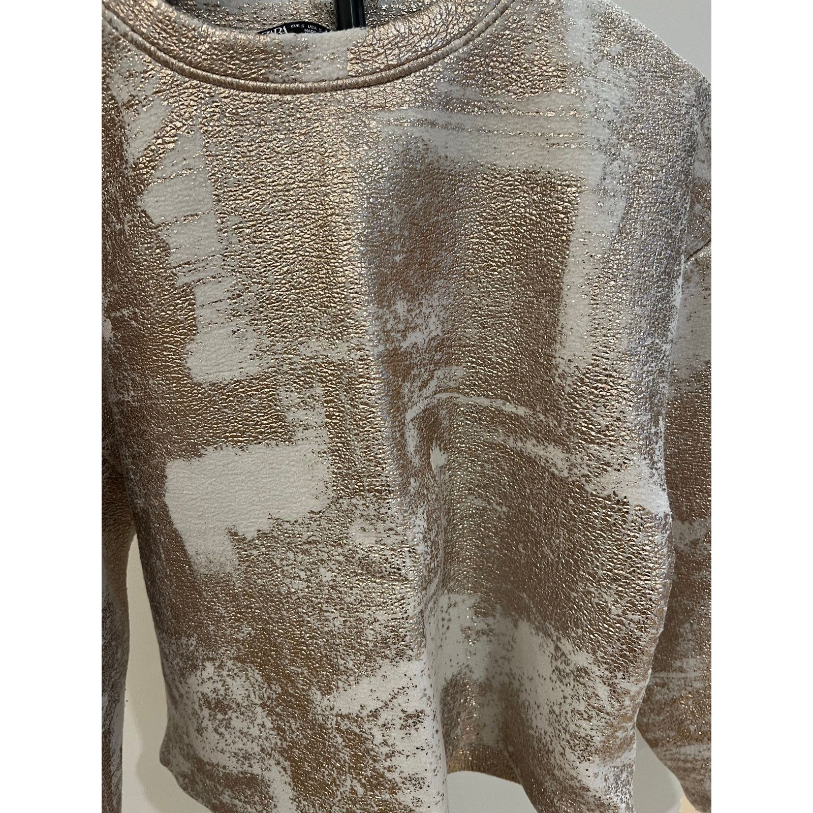 Zara Zara Gold Foiled Oversized Sweatshirt (Sz S) Size S / US 4 / IT 40 - 4 Thumbnail