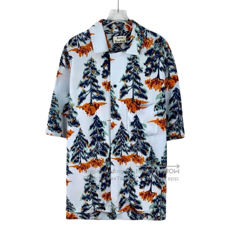 Acne Studios Acne Studios Light Blue Floral Print All-Over Printed Coll Size US M / EU 48-50 / 2 - 1 Thumbnail