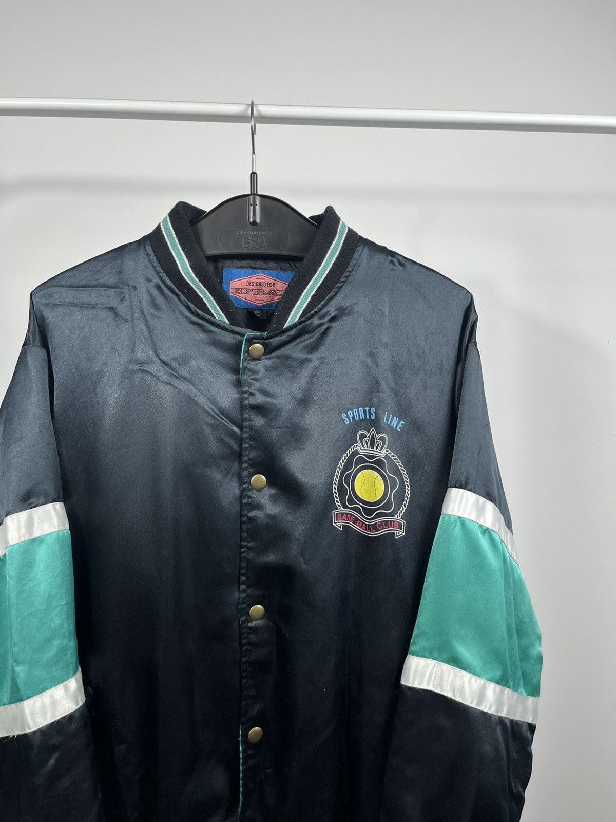 Other Vintage Baseball Satin Bomber Jacket Sports Line Graphic Size US L / EU 52-54 / 3 - 3 Thumbnail
