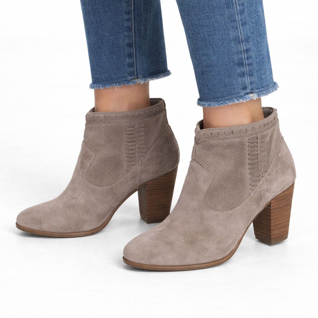 Vince Camuto Fretzia Perforated Suede Almond Toe Bootie Size US 5.5 / IT 35.5 - 1 Thumbnail