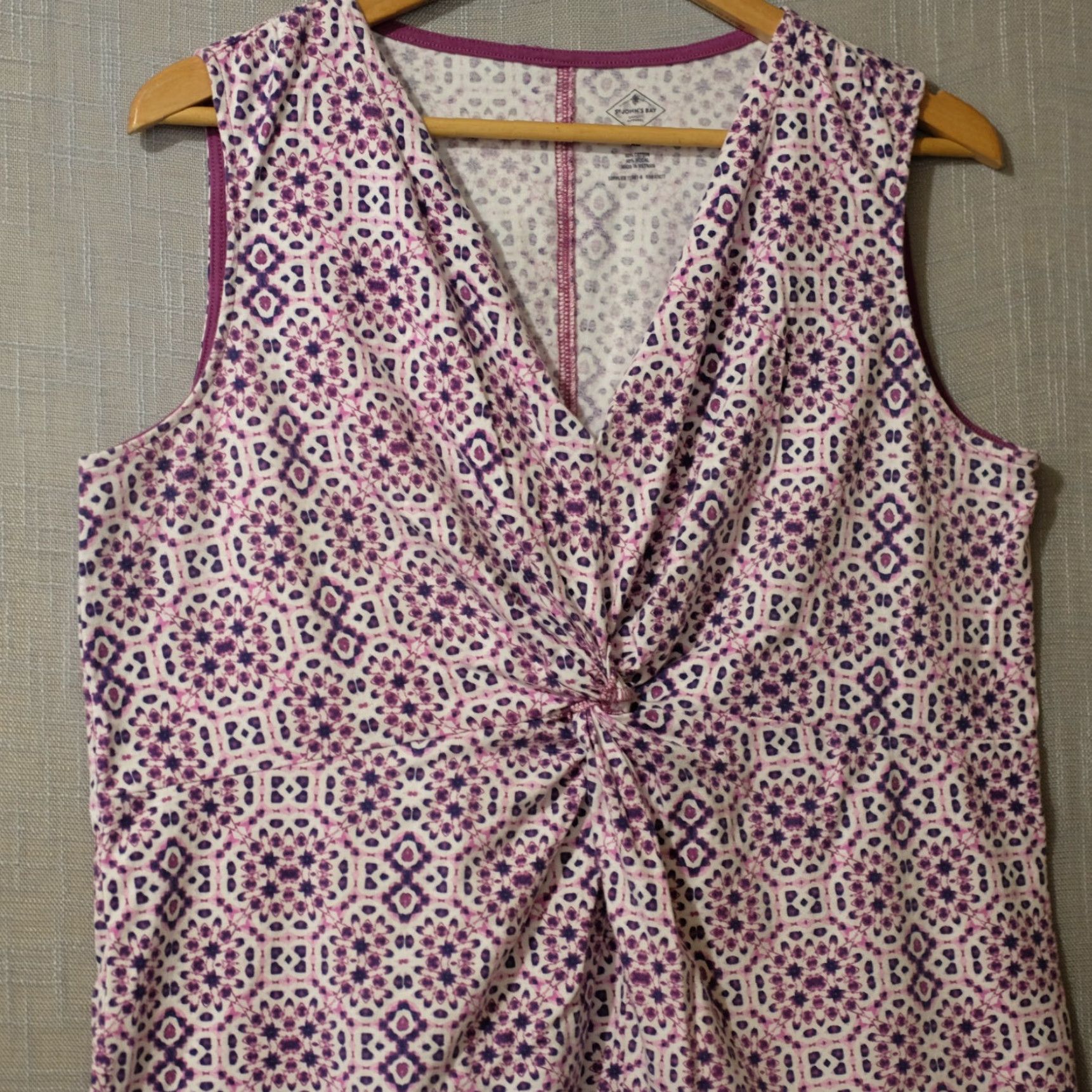 Vintage St. John's Bay Twist Knot Front Tank Top Sleeveless Purple/White Womens XL Size XL / US 12-14 / IT 48-50 - 2 Thumbnail
