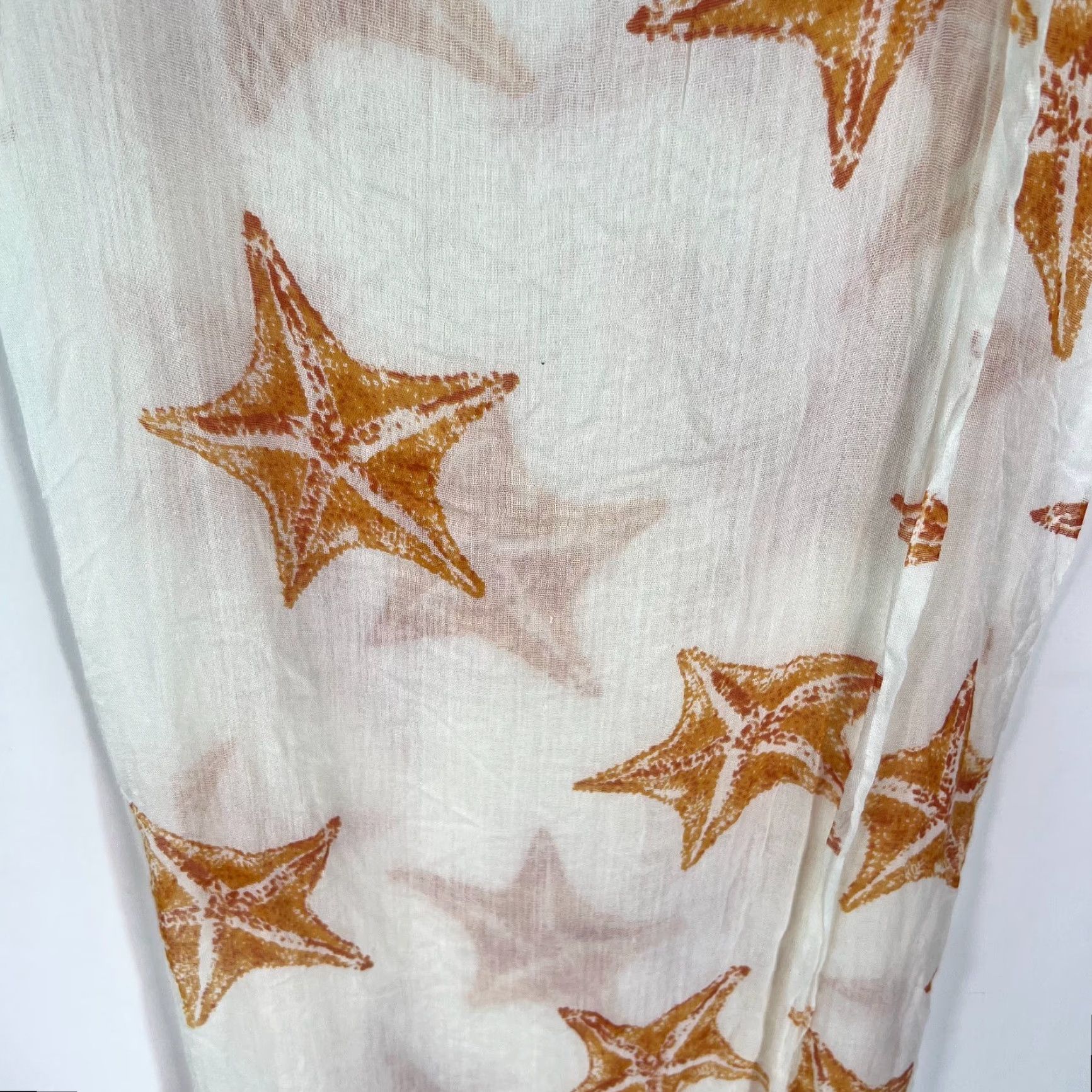 Vintage Vintage Starfish Print Women's Rectangle Scarf 72"x30" White Casual Classic Size ONE SIZE - 3 Thumbnail