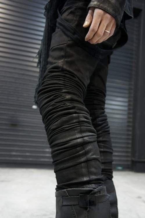 Julius Julius S/S11 Chaos Ontological Anarchism Knit Denim Waxed Size US 31 - 17 Thumbnail