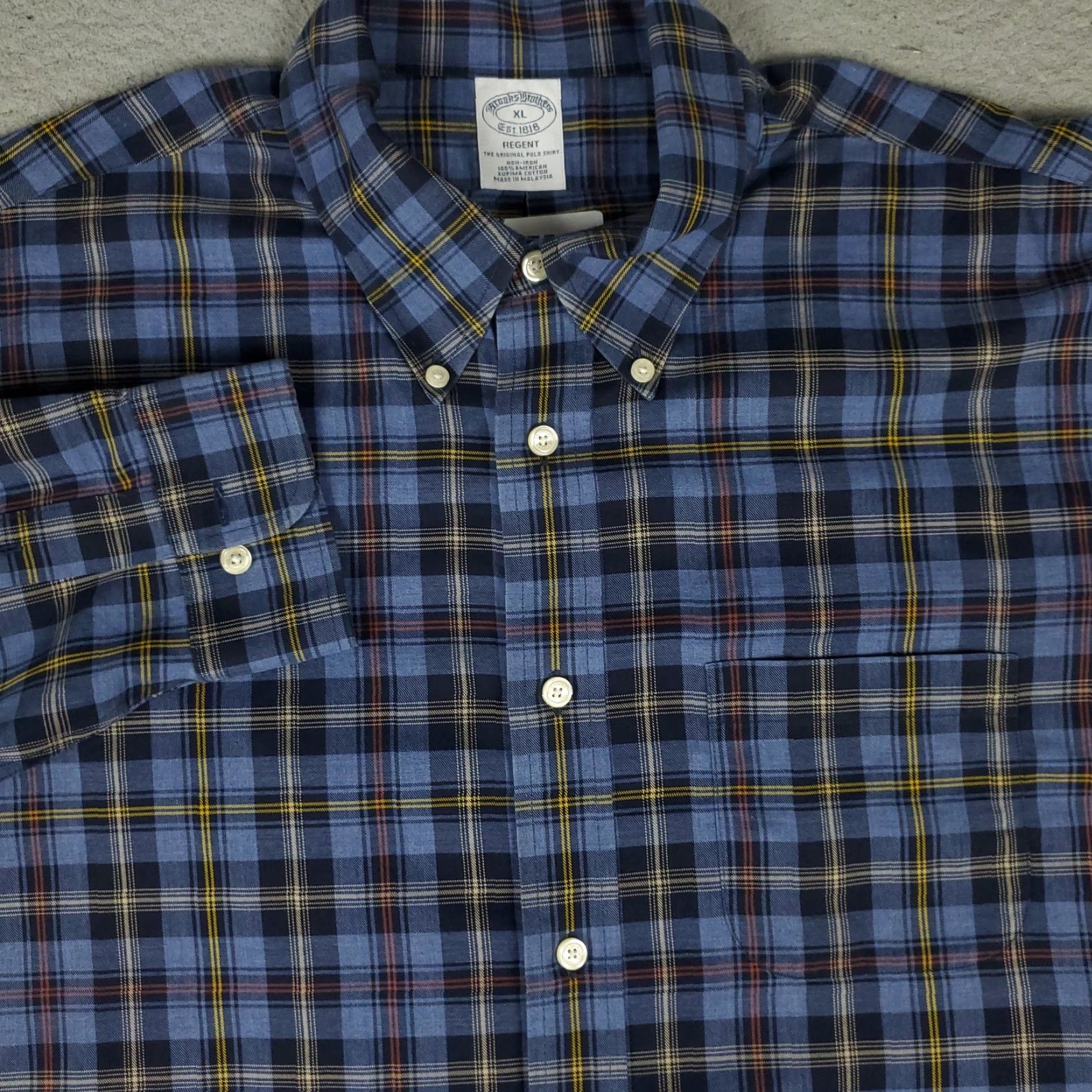 Brooks Brothers Brooks Brothers Shirt Mens XL Blue Plaid Casual Button Up Long Sleeve Size US XL / EU 56 / 4 - 2 Thumbnail