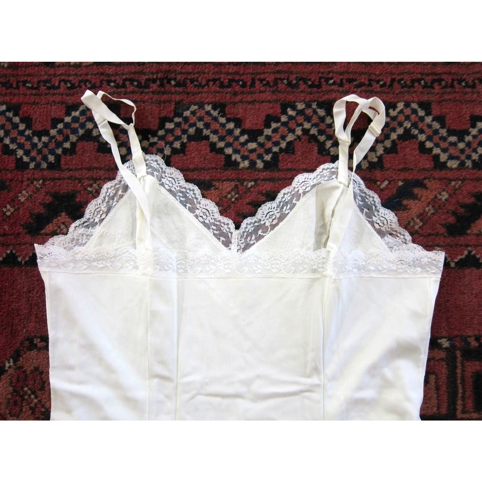 Vintage VINTAGE Shadow Line Ivory Lace Spaghetti Strap Long Slip Nightgown Dress 36MS Size M / US 6-8 / IT 42-44 - 4 Thumbnail
