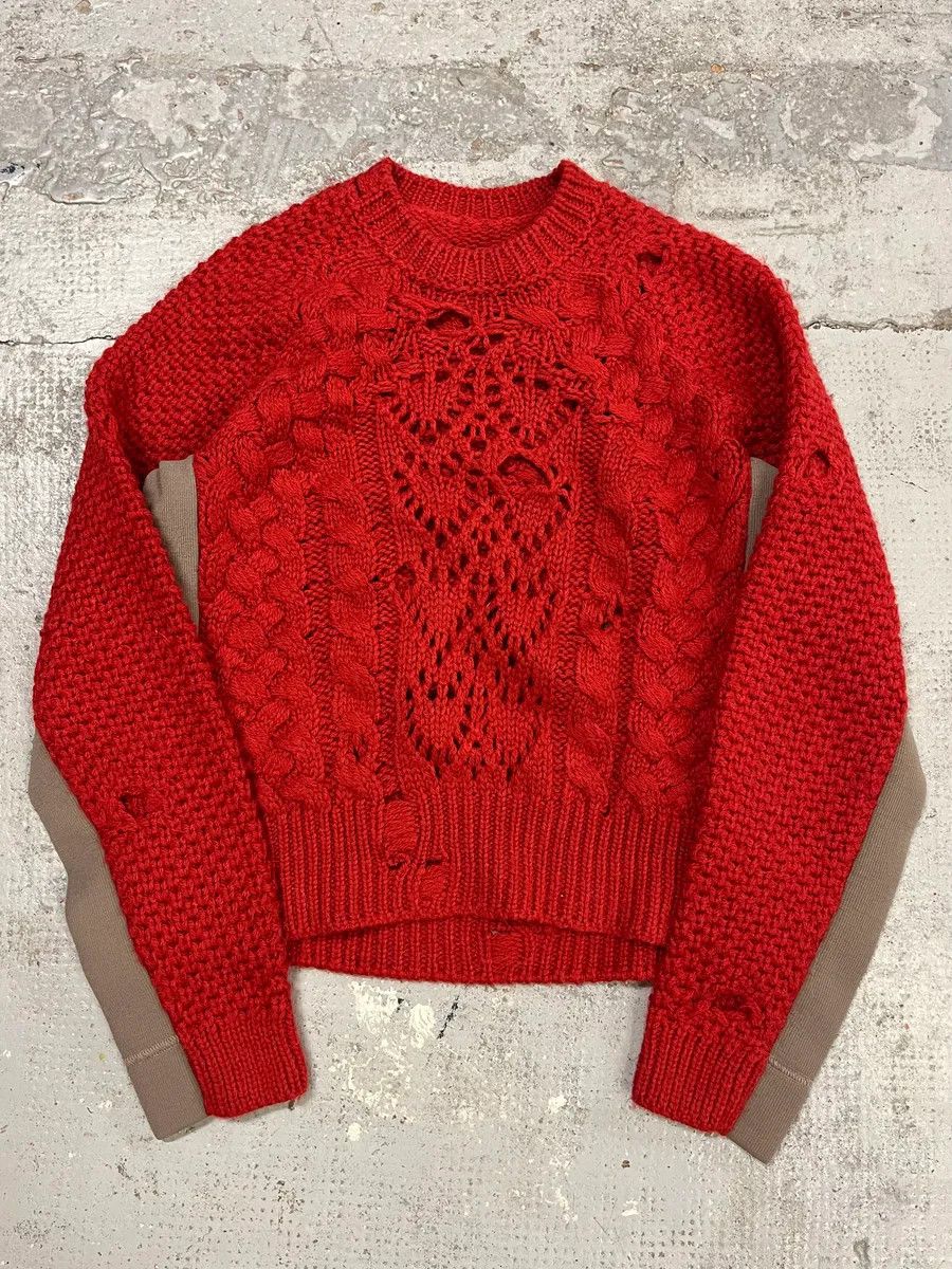 Maison Margiela AW2016 Maison Margiela Deconstructed Perforated Red Sweater Size XS / US 0-2 / IT 36-38 - 1 Thumbnail