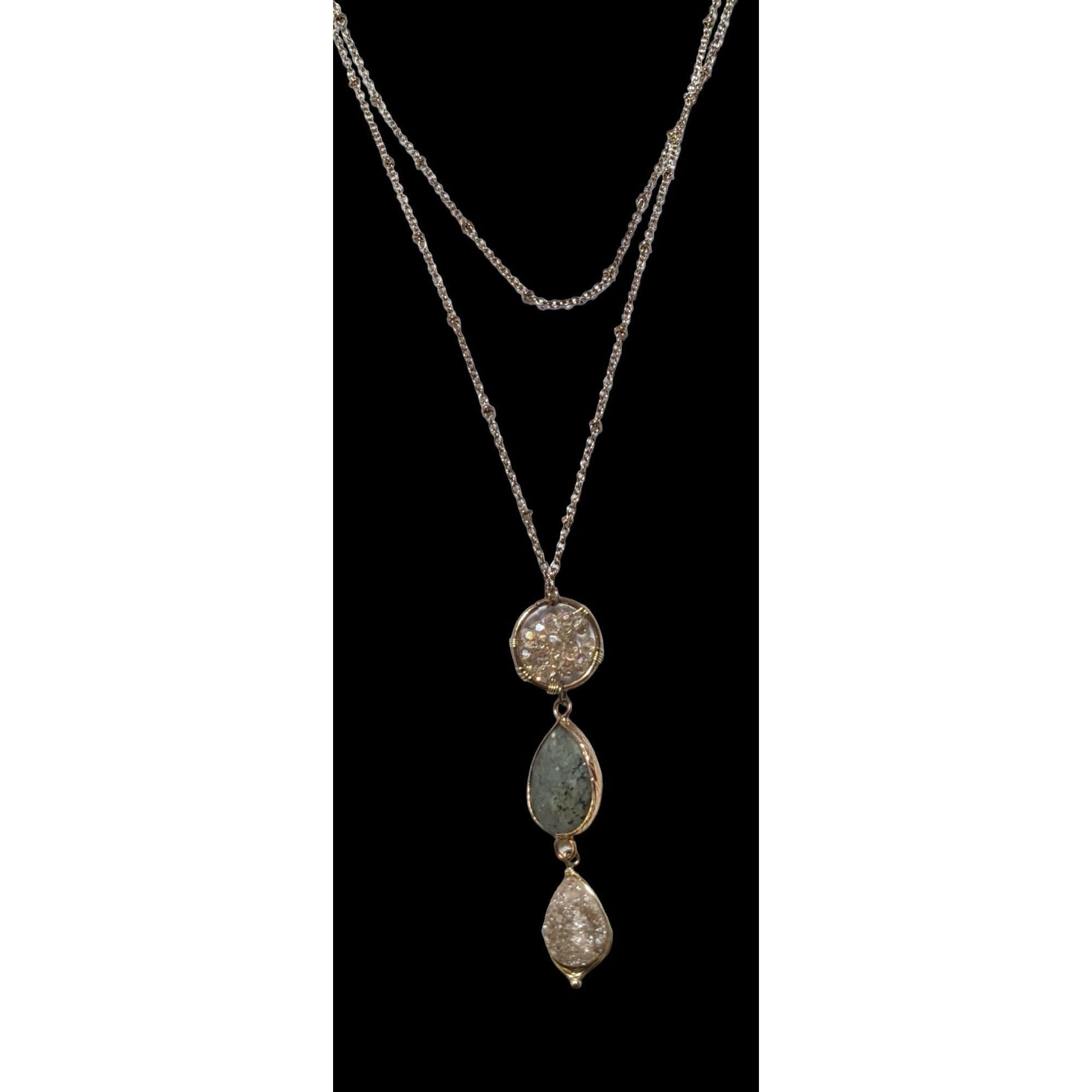 Other Gemstone Druzy Multilayer Charm Necklace Size ONE SIZE - 1 Thumbnail