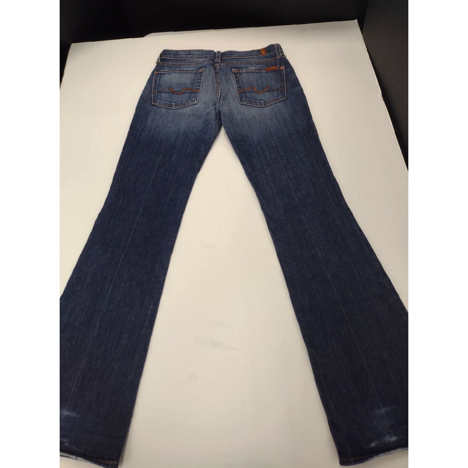 7 For All Mankind 7 For All Mankind Jeans Women's 27 Dark Distressed Bootcut Denim Cotton Lycra 33 Inseam Boots Cut Pockets Regular Rise 8 In #650 Size 27" / US 4 / IT 40 - 2 Thumbnail