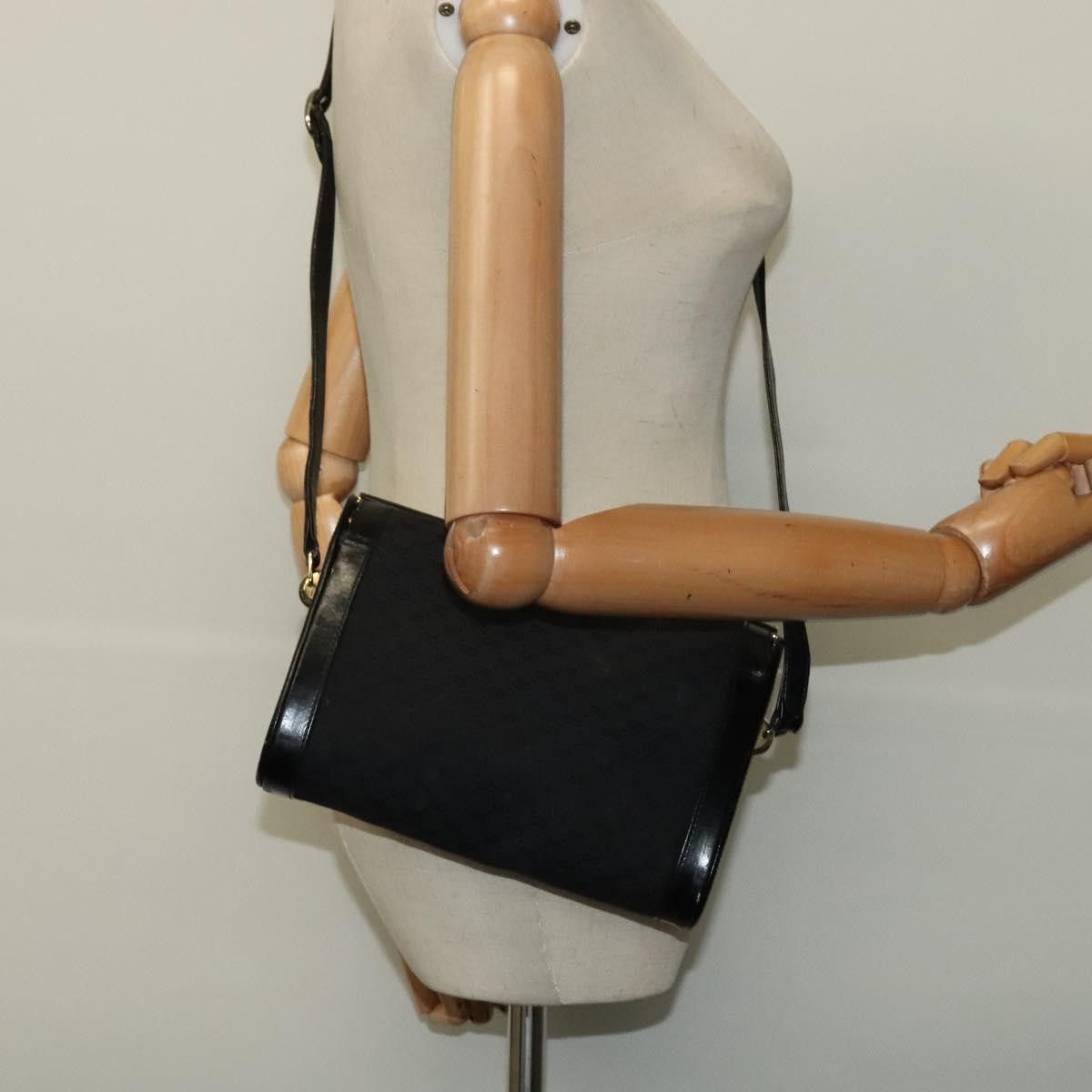 Gucci GUCCI Micro GG Canvas Shoulder Bag Leather Gold Black Size ONE SIZE - 21 Thumbnail