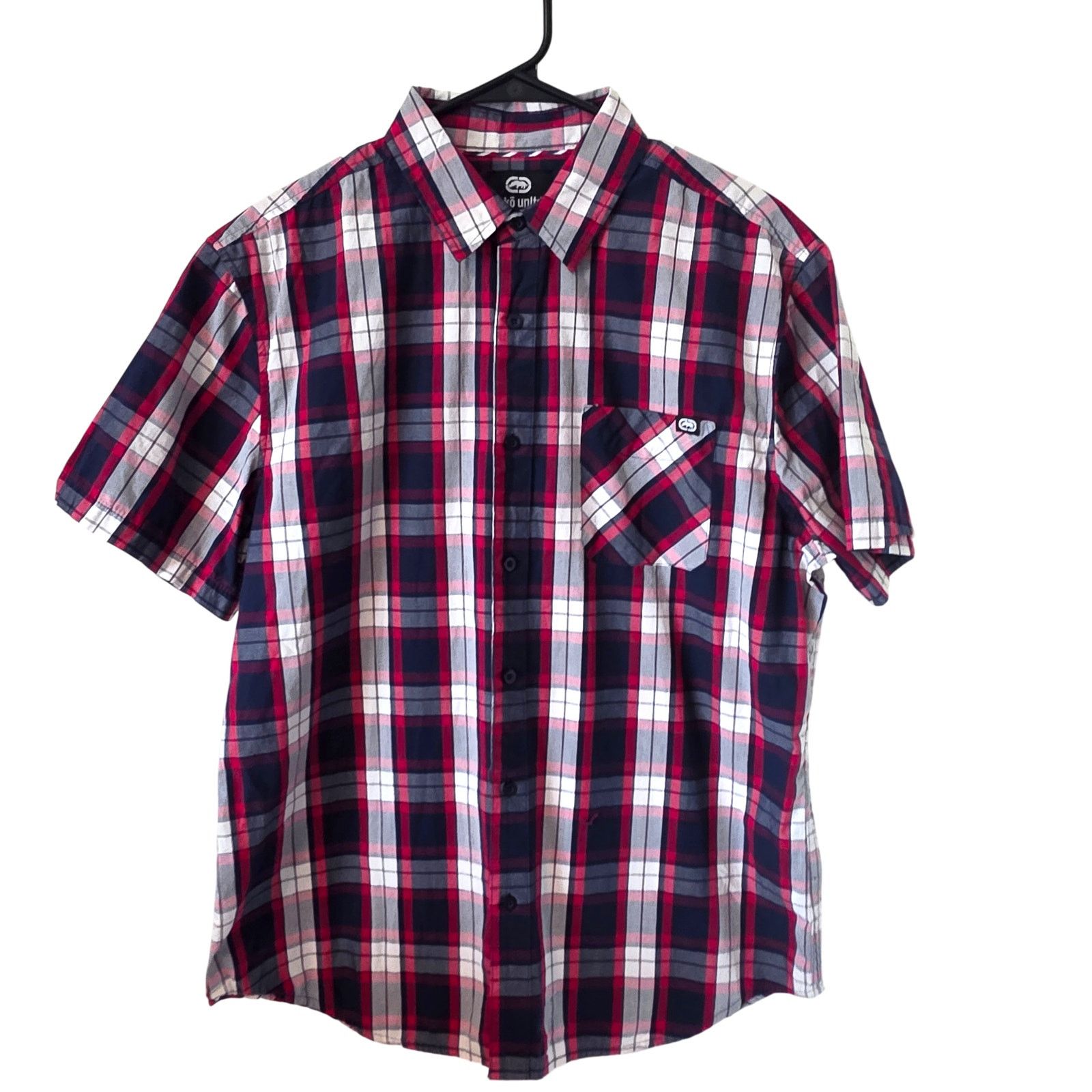 Ecko Unltd. Ecko Unltd Plaid Short Sleeve Button Front Shirt Size Large Size US L / EU 52-54 / 3 - 1 Thumbnail