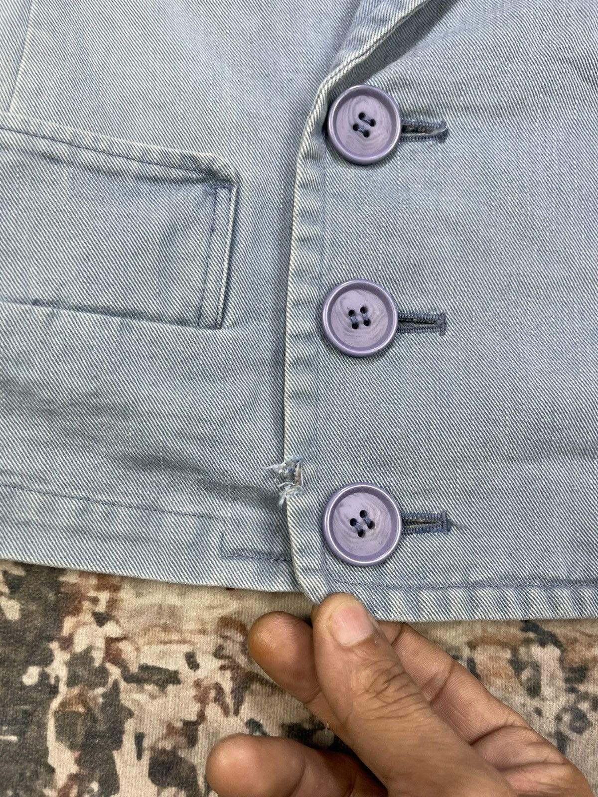 Limi Feu LIMI feu Cotton Crop Double Breasted Denim Jacket Size S / US 4 / IT 40 - 12 Thumbnail