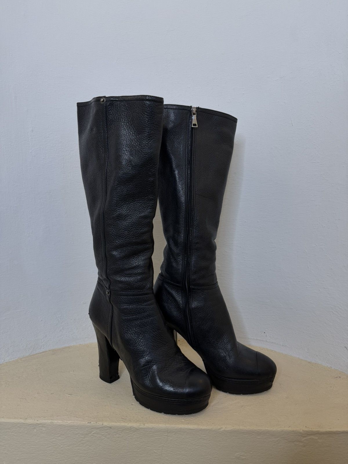 Prada Vintage 00s Prada Leather High Boots Black Woman‘s Size 40 Size US 10 / IT 40 - 2 Thumbnail
