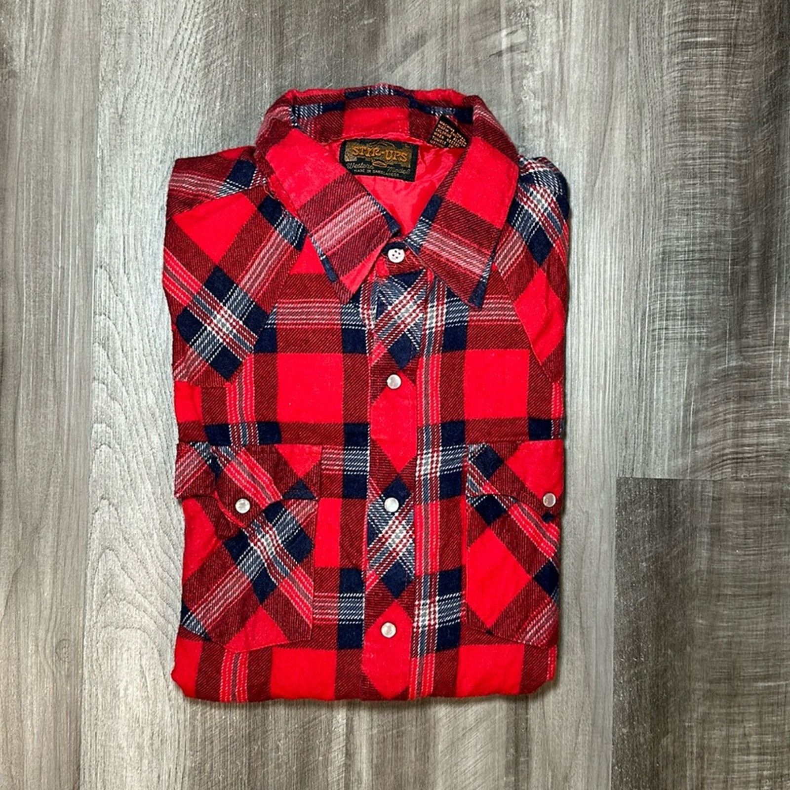 Other Stir-Ups Western Model Flannel Pearl Snap - Large Size US L / EU 52-54 / 3 - 1 Thumbnail
