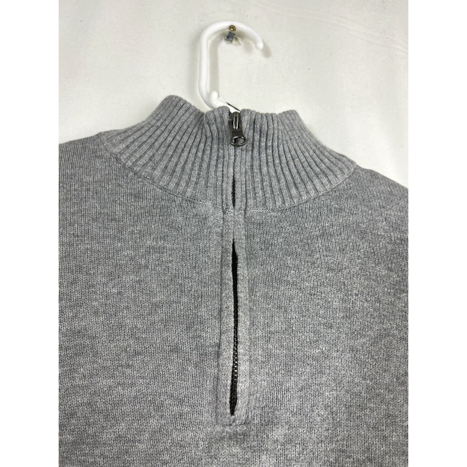 J.Crew J.CREW Mens XL Gray Slim Fit 1/4 Zip Mock Neck Long Sleeve Cotton Sweater Size US XL / EU 56 / 4 - 5 Thumbnail