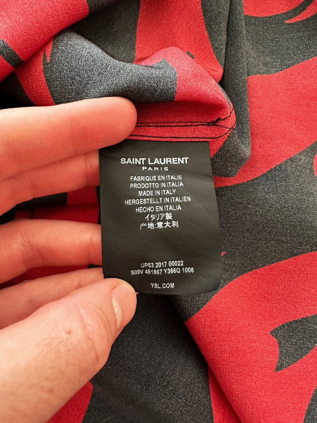 Saint Laurent Paris Sz41 2017 Red Flame Silk Shirt Size US L / EU 52-54 / 3 - 6 Thumbnail