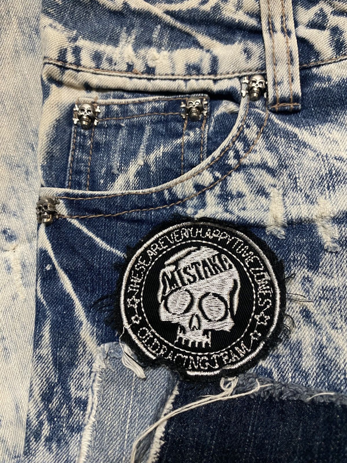 Japanese Brand Vestiamo Acid Wash Patchwork Distressed Jens Size US 30 / EU 46 - 8 Thumbnail