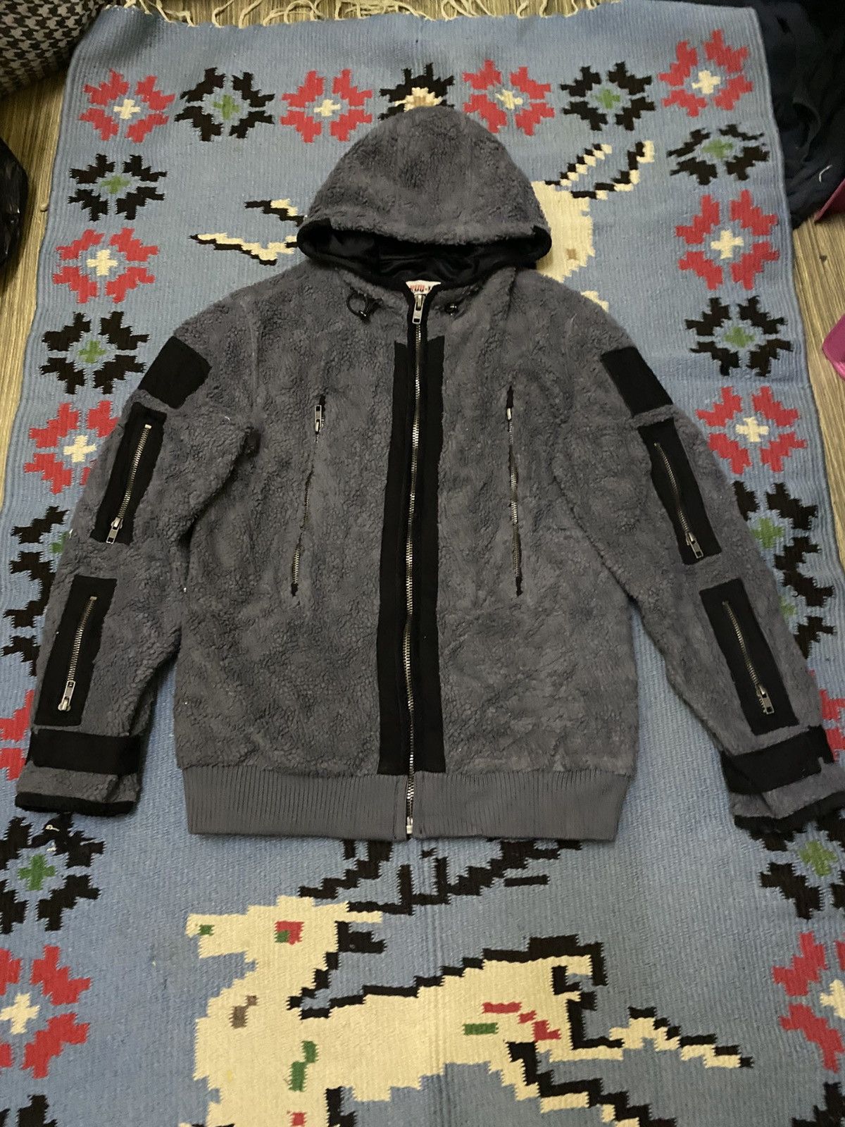 Japanese Brand YUU-LEEN MULTI ZIPPER POCKET FLEECE HOODIE Size US M / EU 48-50 / 2 - 1 Thumbnail