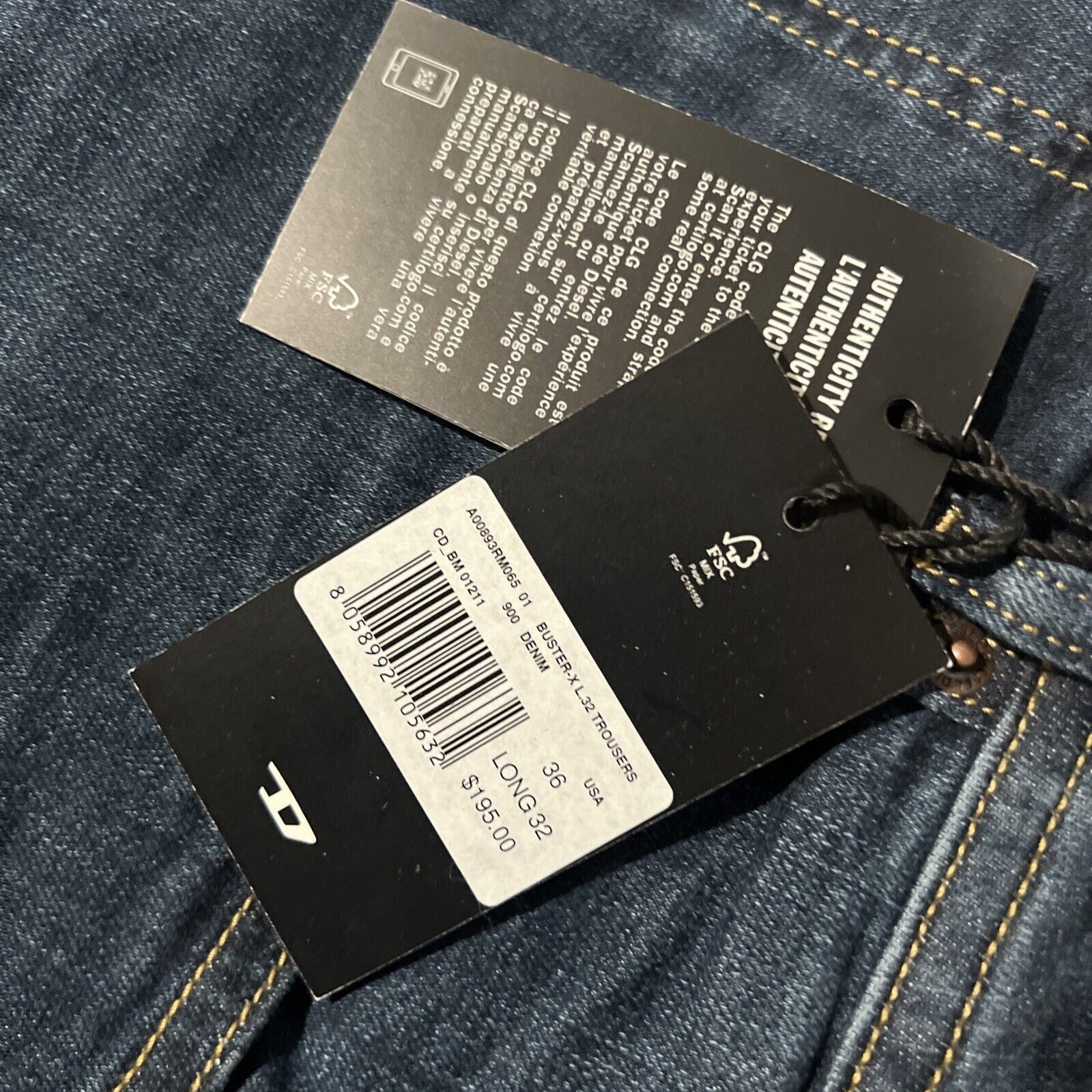 Diesel Diesel Mens Buster Tapered Fit Jeans RM065 Blue Size 36/32 Size US 36 / EU 52 - 7 Thumbnail