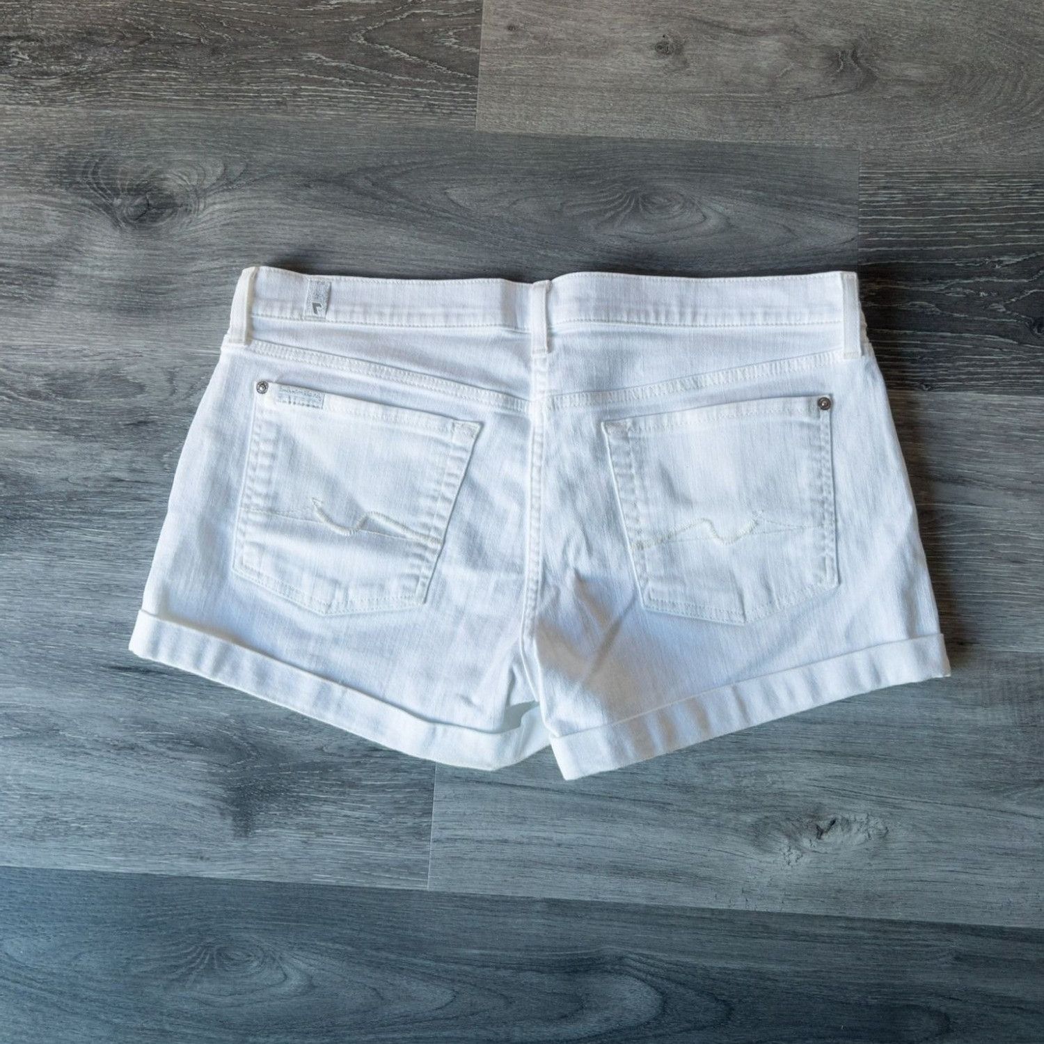 7 For All Mankind 7 For All Mankind Mens White Denim Shorts Size 31 women Size 31" - 2 Thumbnail