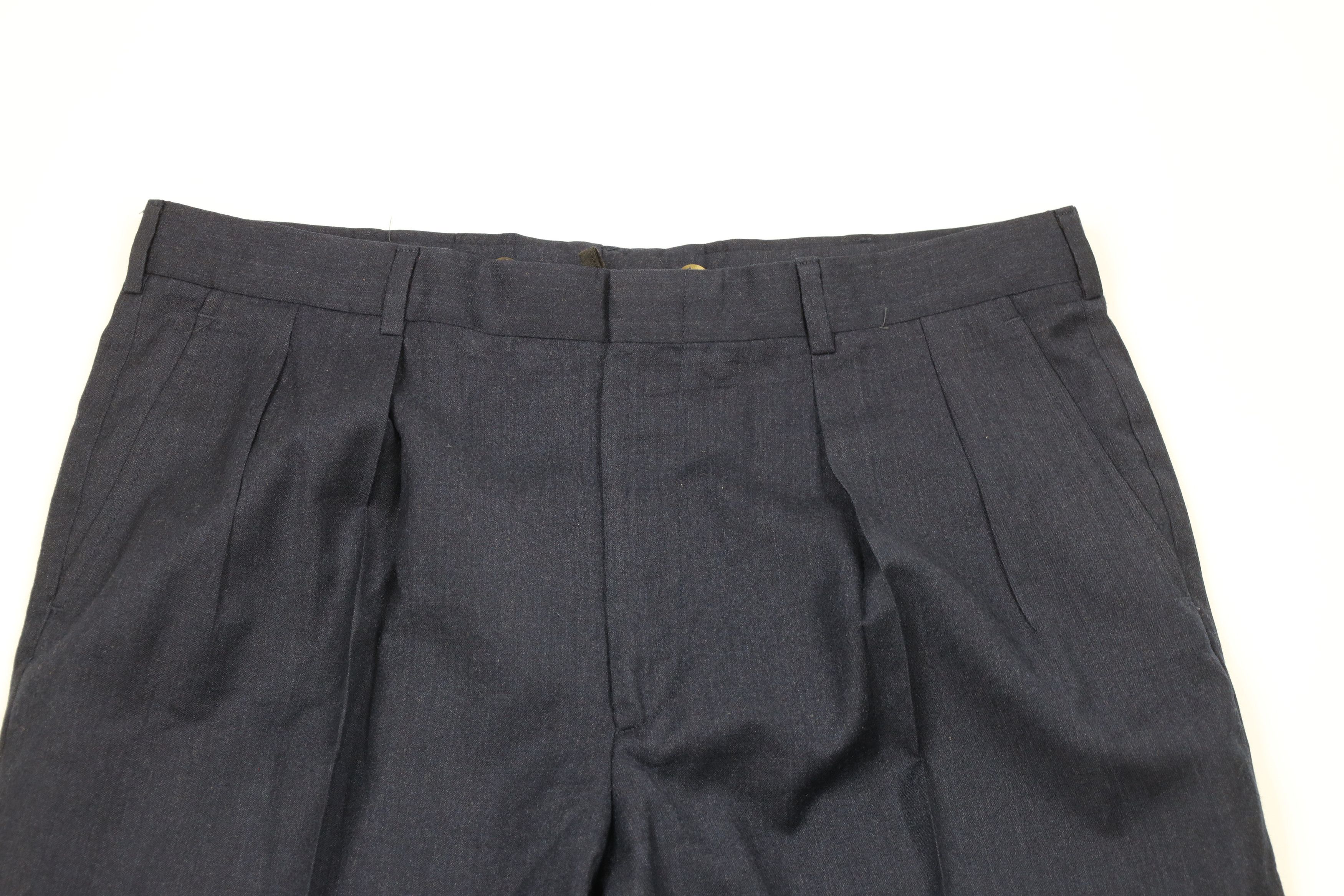 Lands' End × Vintage Vintage 90s Lands End Wide Leg Wool Pants Trousers Navy USA Size US 38 / EU 54 - 2 Thumbnail