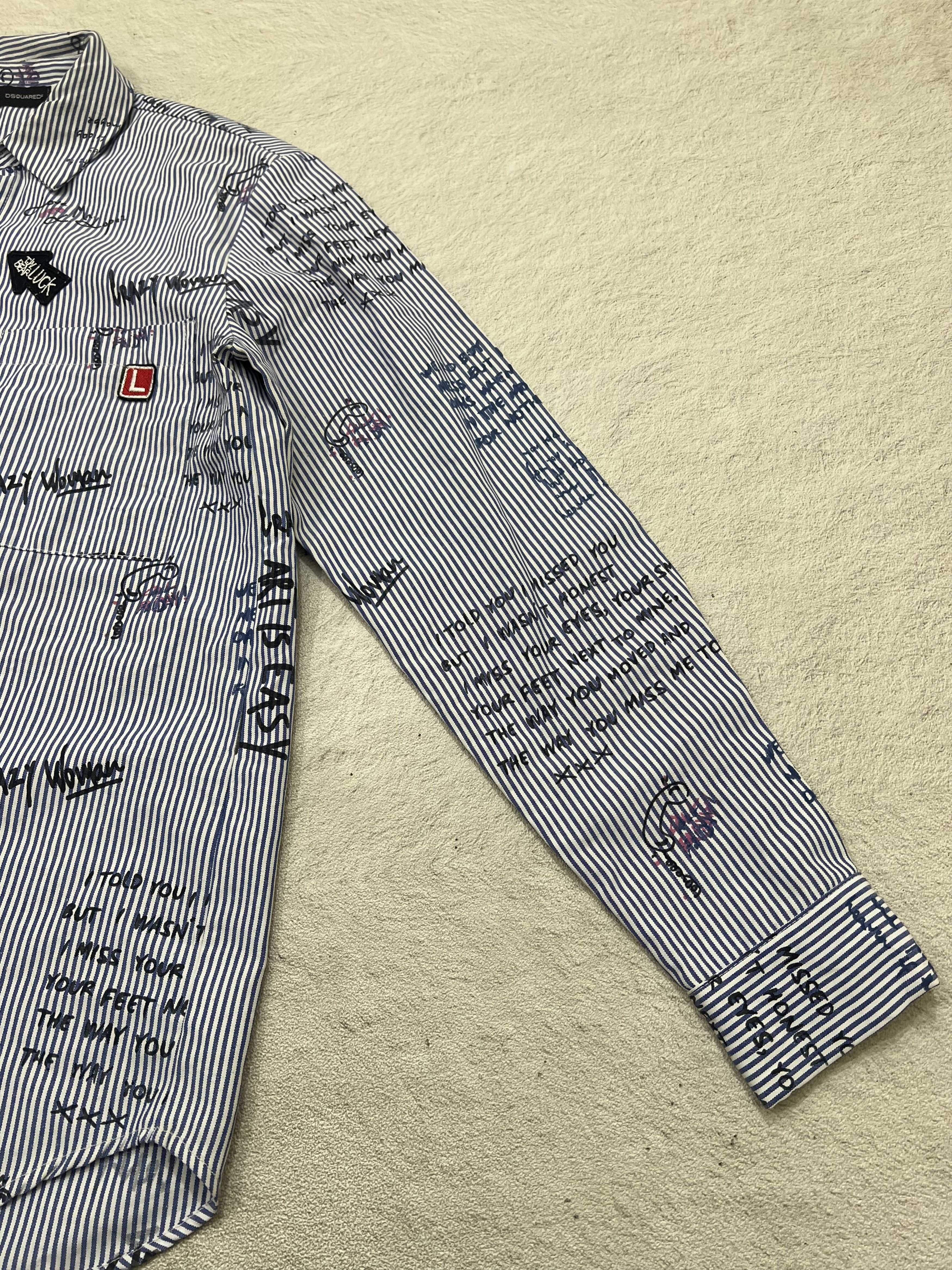 Japanese Brand 2000s Archival Dsquared2 Poem Patch Stripe Shirt y2k Size US M / EU 48-50 / 2 - 3 Thumbnail