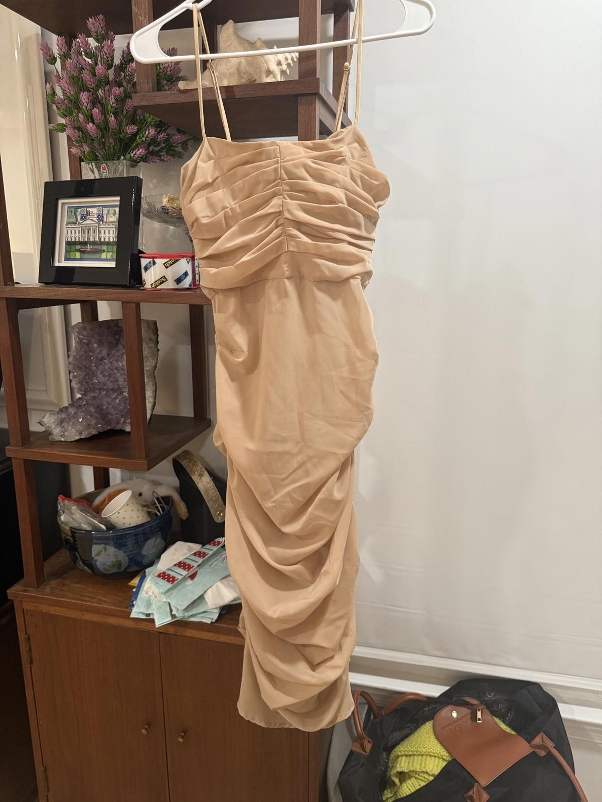 Other House of CB Nude Corset Ruched Midi Sheer Chiffon Dress S Size S / US 4 / IT 40 - 6 Thumbnail
