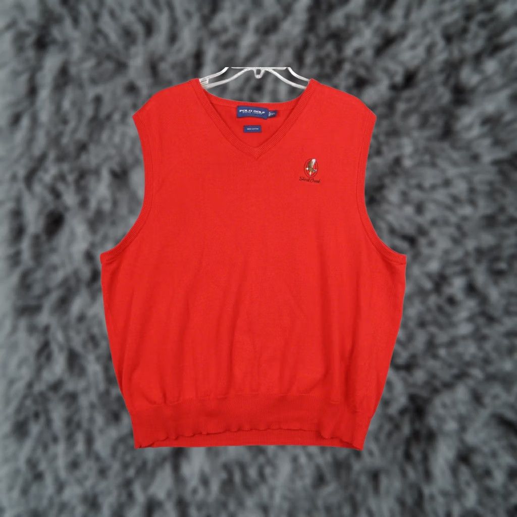 Polo Ralph Lauren Polo Golf Ralph Lauren Sweater Vest Mens XL Red V Neck Cotton Shoal Creek Size US XL / EU 56 / 4 - 1 Thumbnail