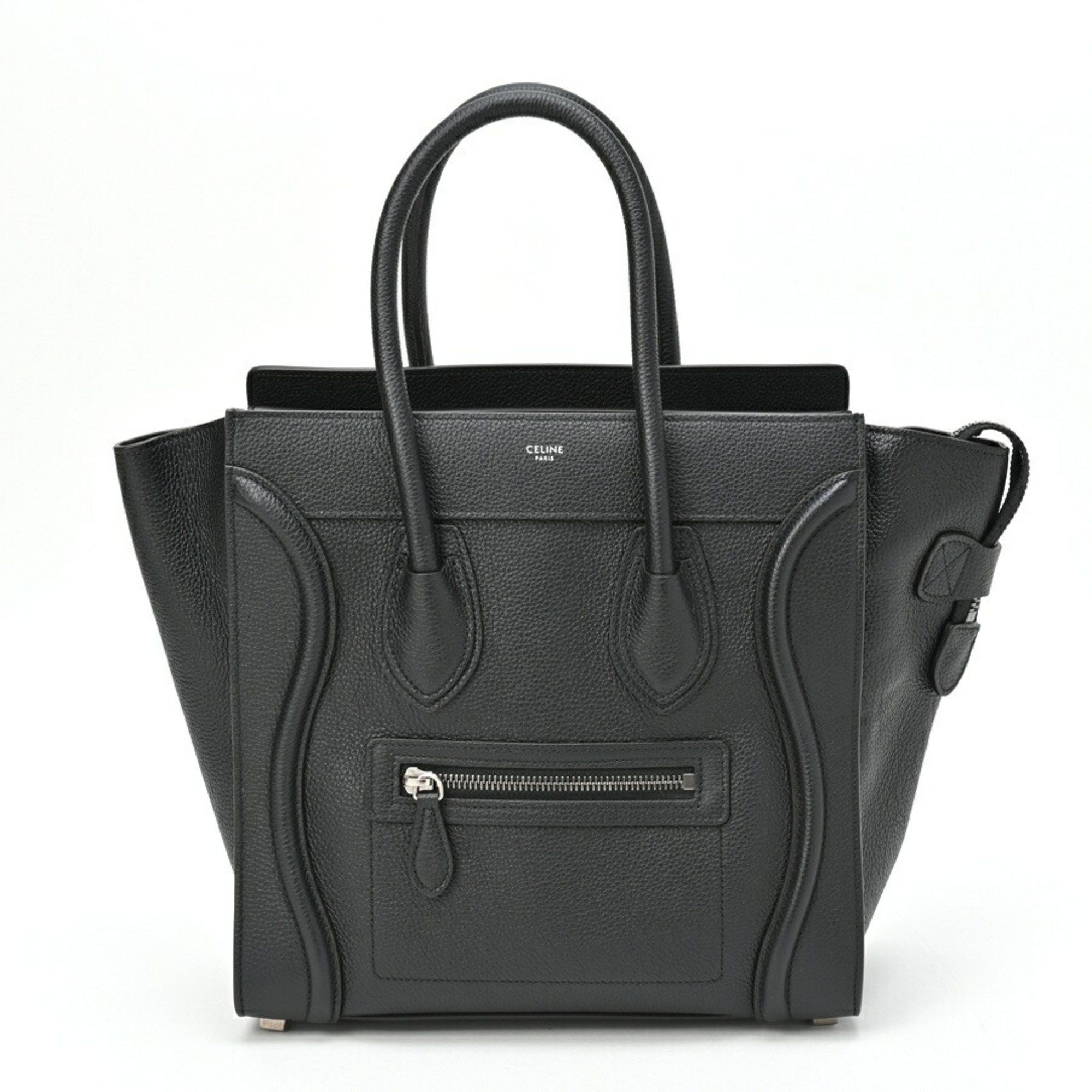 image of Celine Luggage Micro 189793Dru.38No 167793Dru.38No Drummed Calfskin Black S-155315, Women's