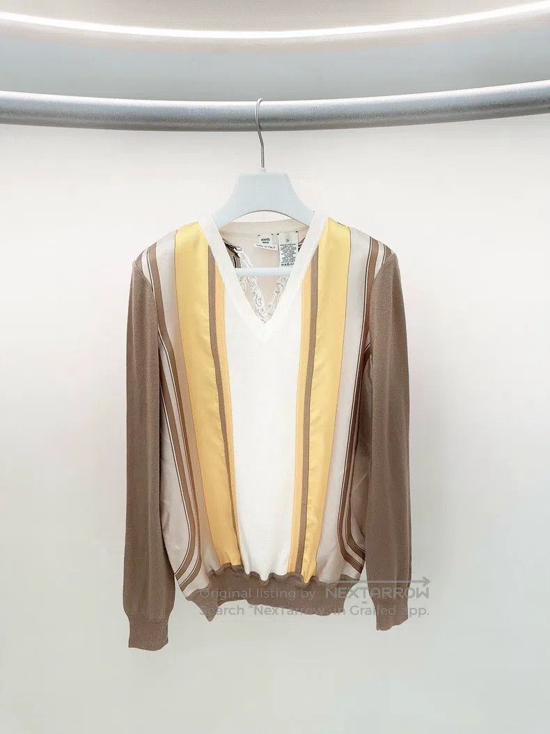 Hermes Hermes Color-blocked silk knitwear Size XXS / US 00 / IT 34 - 1 Thumbnail