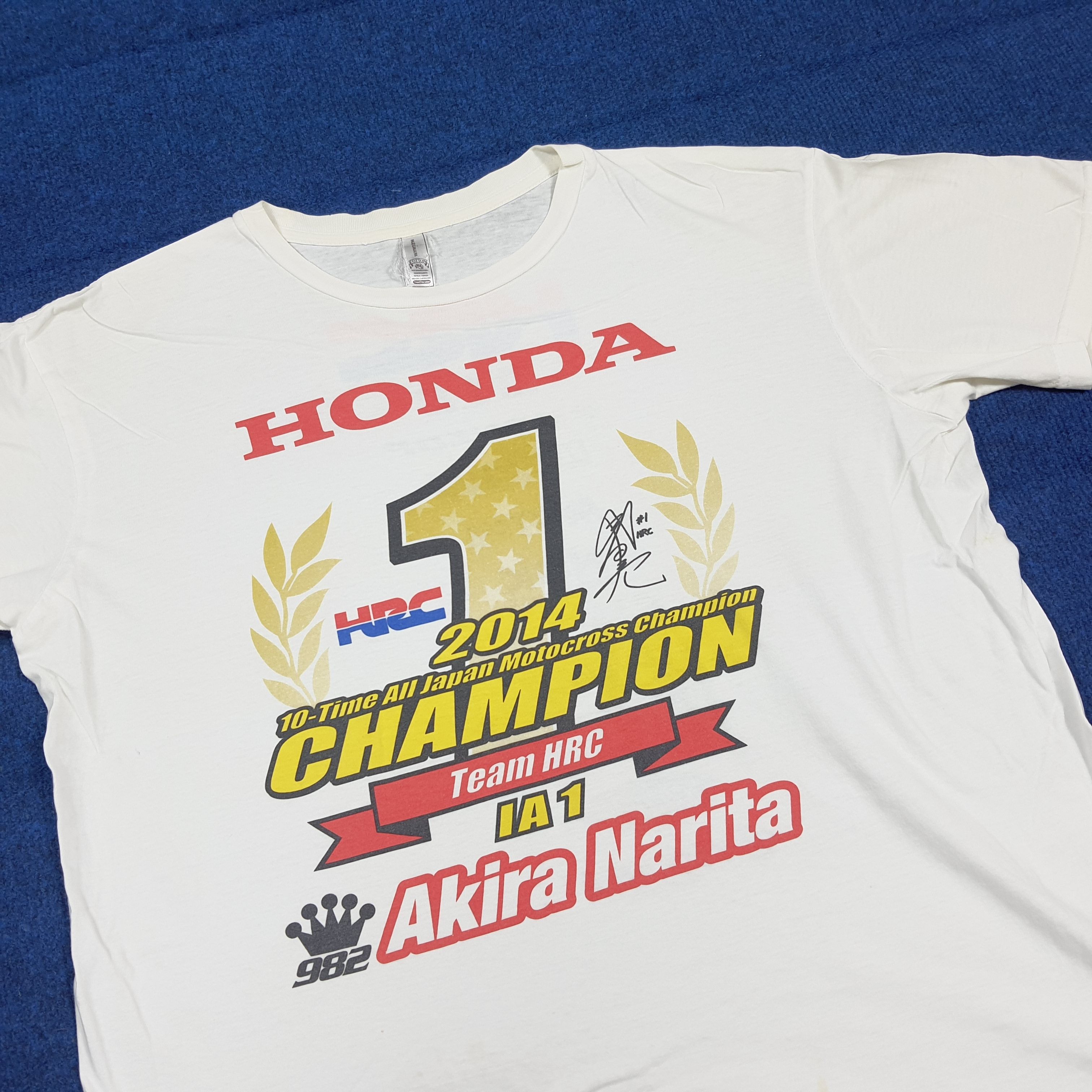Honda Vintage 2014 Akira Narita Honda HRC Racing T-Shirt C294N18 Size US L / EU 52-54 / 3 - 2 Thumbnail