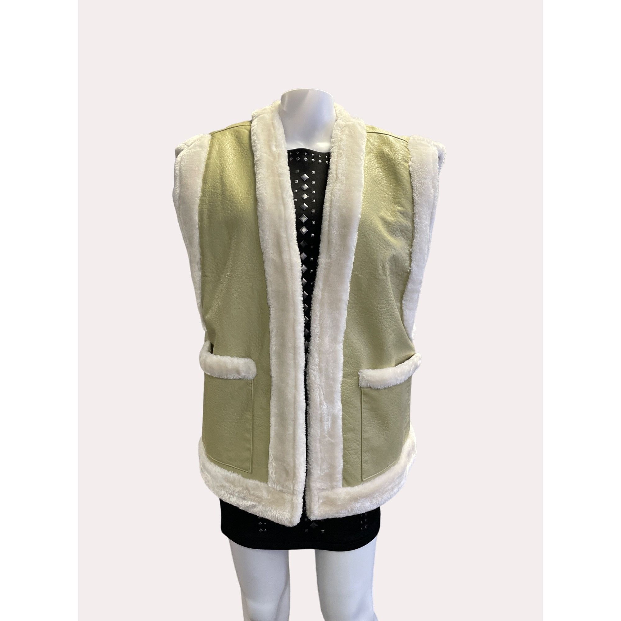 Other Weworewhat Women's reversible Vest Cream Matte Leather Faux Size L / US 10 / IT 46 - 1 Thumbnail