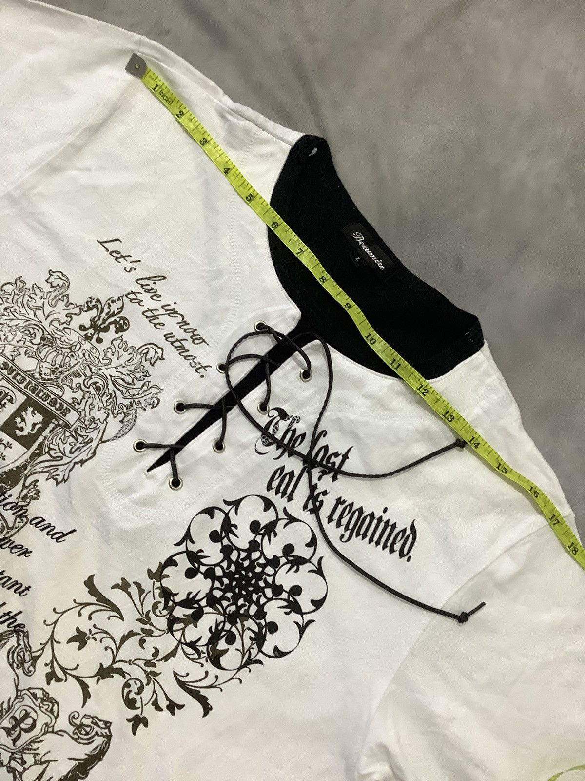If Six Was Nine × In The Attic × Le Grande Bleu (L.G.B.) Y2K Beaumere Double Layer Poem Gothic Tee Size US L / EU 52-54 / 3 - 11 Thumbnail