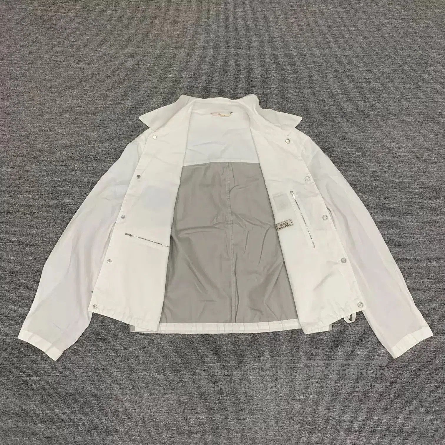 Hermes White Lightweight Jacket with Contrast Panels. Size US L / EU 52-54 / 3 - 6 Thumbnail