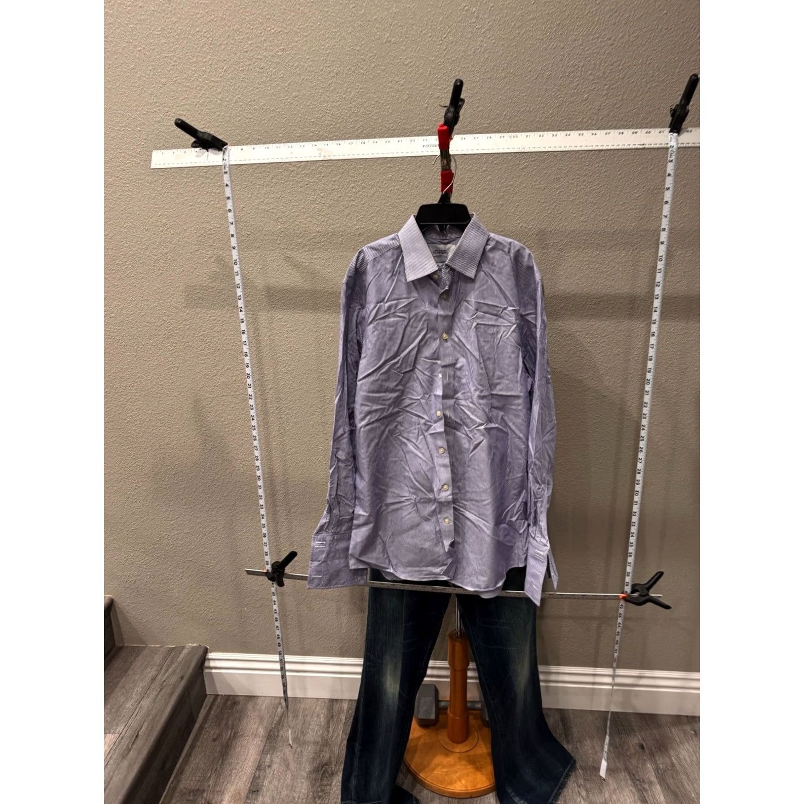 Charles Tyrwhitt Charles tyrwhitt Blue Stripe LONG SLEEVE SHIRT Large L 16.5 x 35 Slim Men Size US L / EU 52-54 / 3 - 2 Thumbnail