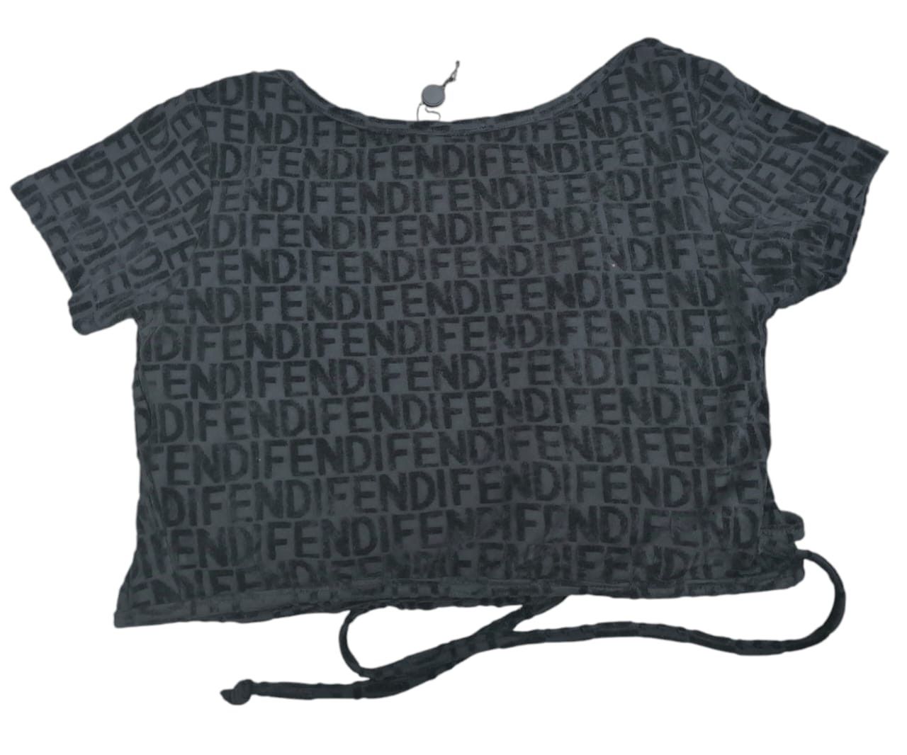 Fendi × Vintage Black Fendi Wrap Crop Top cardigan Fendi Logo Size M / US 6-8 / IT 42-44 - 6 Thumbnail