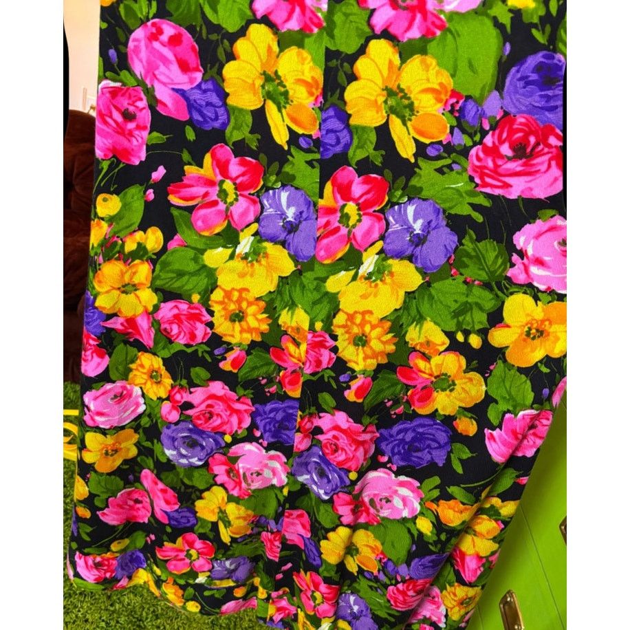 Vintage Vintage 60s Black Pink Floral Sleeveless Maxi Dress XS Small Size XS / US 0-2 / IT 36-38 - 6 Thumbnail