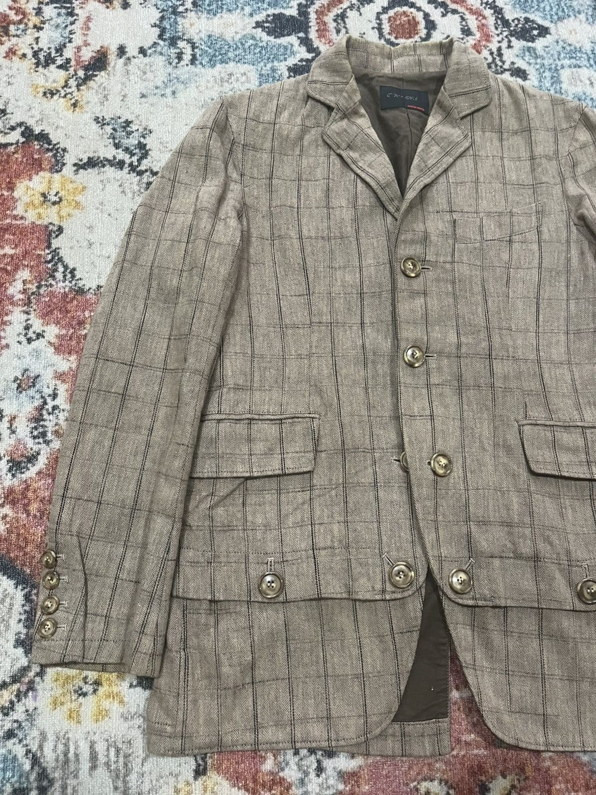 Japanese Brand Brown checked cotton blazer Size US M / EU 48-50 / 2 - 8 Thumbnail