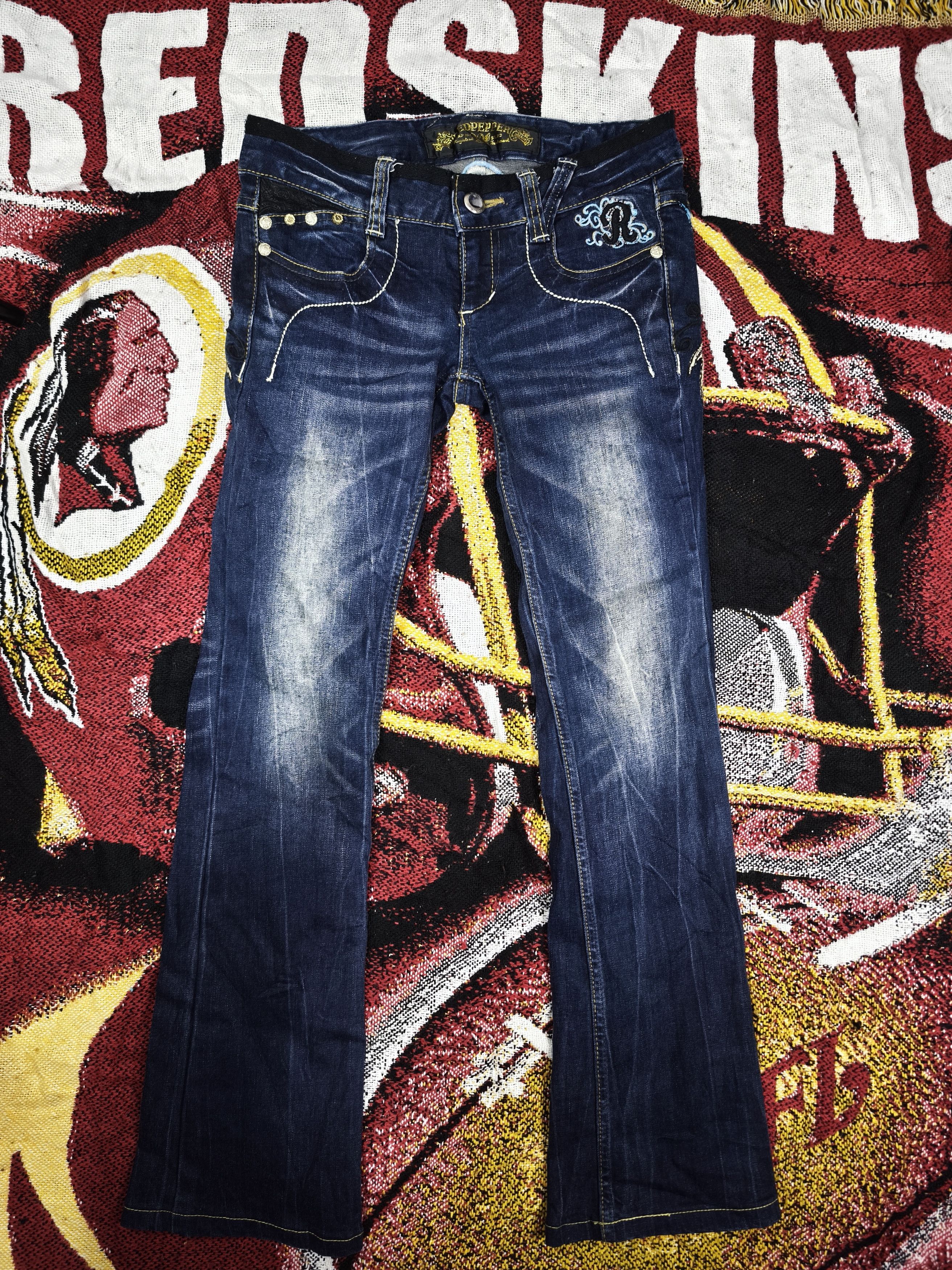 Hysteric Glamour Flare 🔥 Red Pepper Butterfly Embroidery Flare Jeans Size 31" - 5 Thumbnail